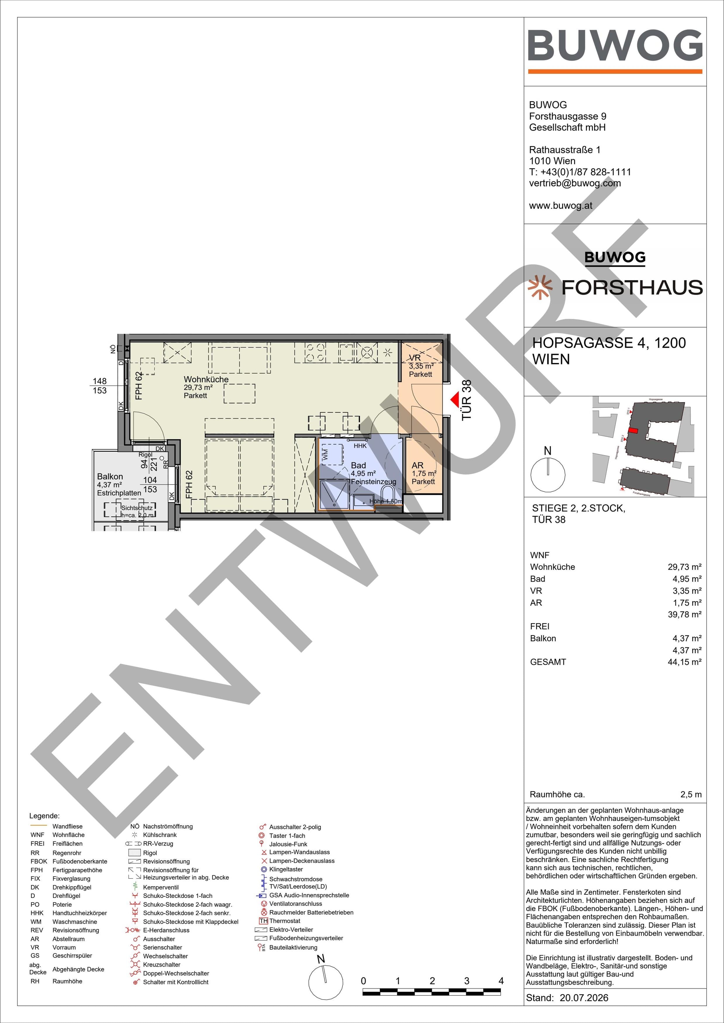 Floorplan Top HO 2.38 — FORSTHAUS — 1 Rooms — 39.8 m² — 2. OG — West