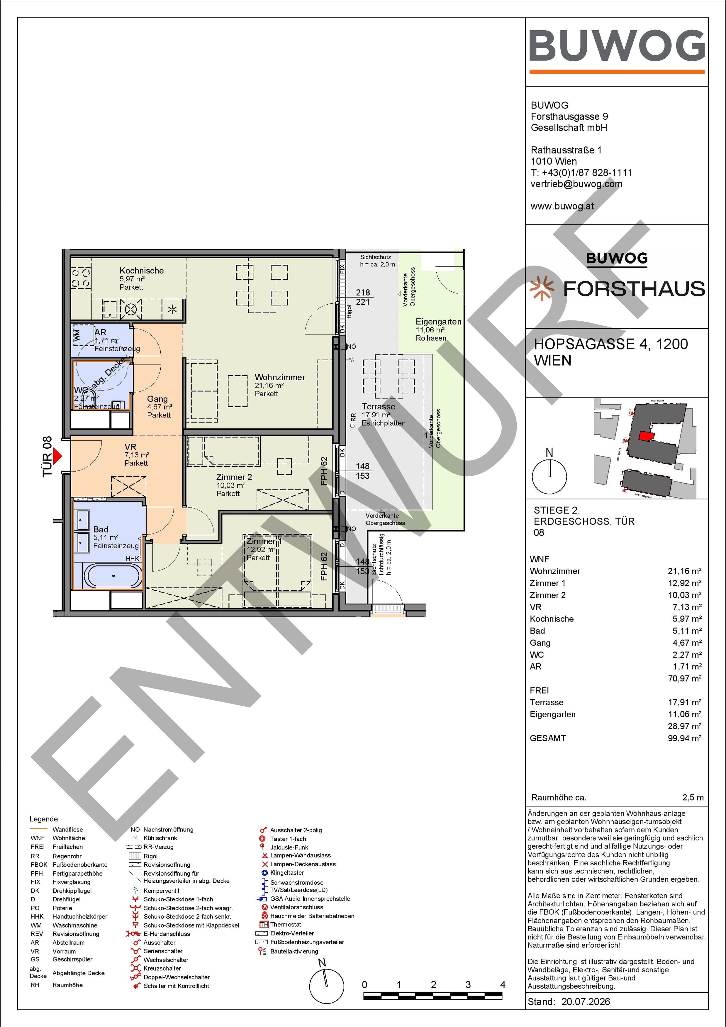 Floorplan Top HO 2.08 — FORSTHAUS — 3 Rooms — 71 m² — EG — Ost