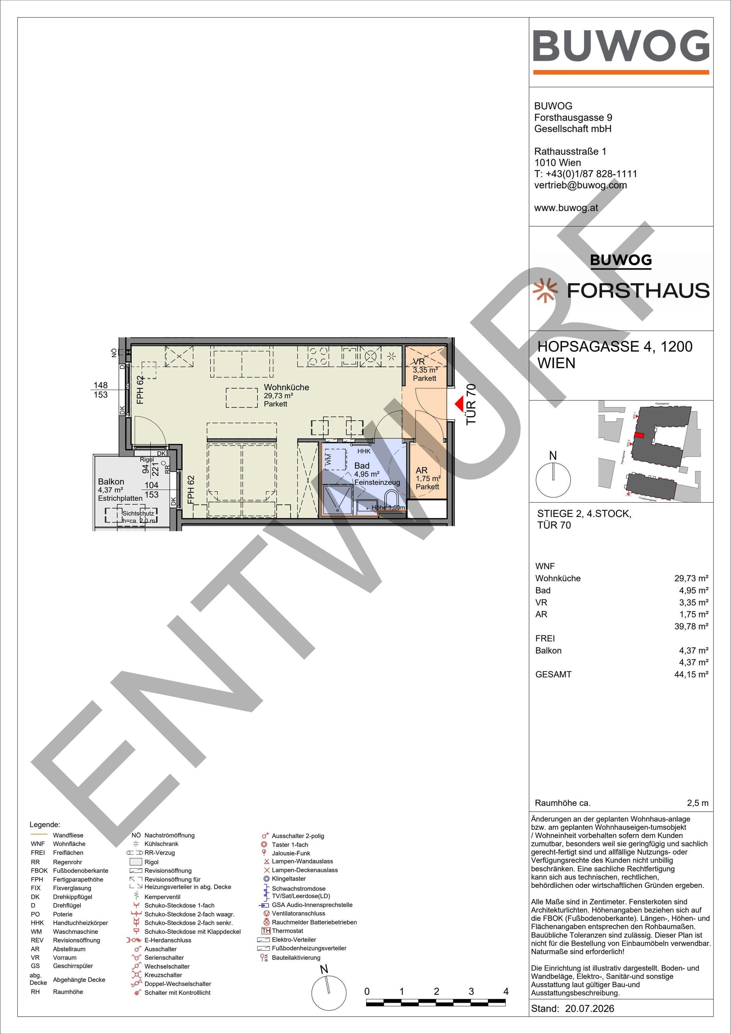 Floorplan Top HO 2.70 — FORSTHAUS — 1 Rooms — 39.8 m² — 4. OG — West
