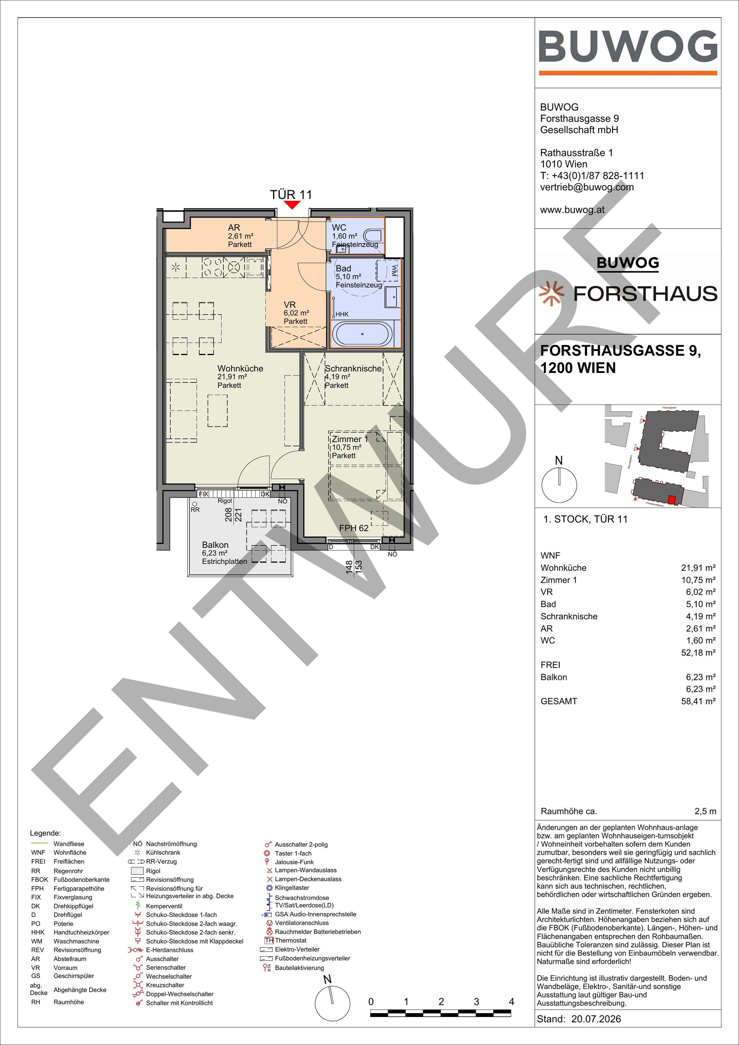 Floorplan Top FH 11 — FORSTHAUS — 2 Rooms — 52.2 m² — 1. OG — Süd