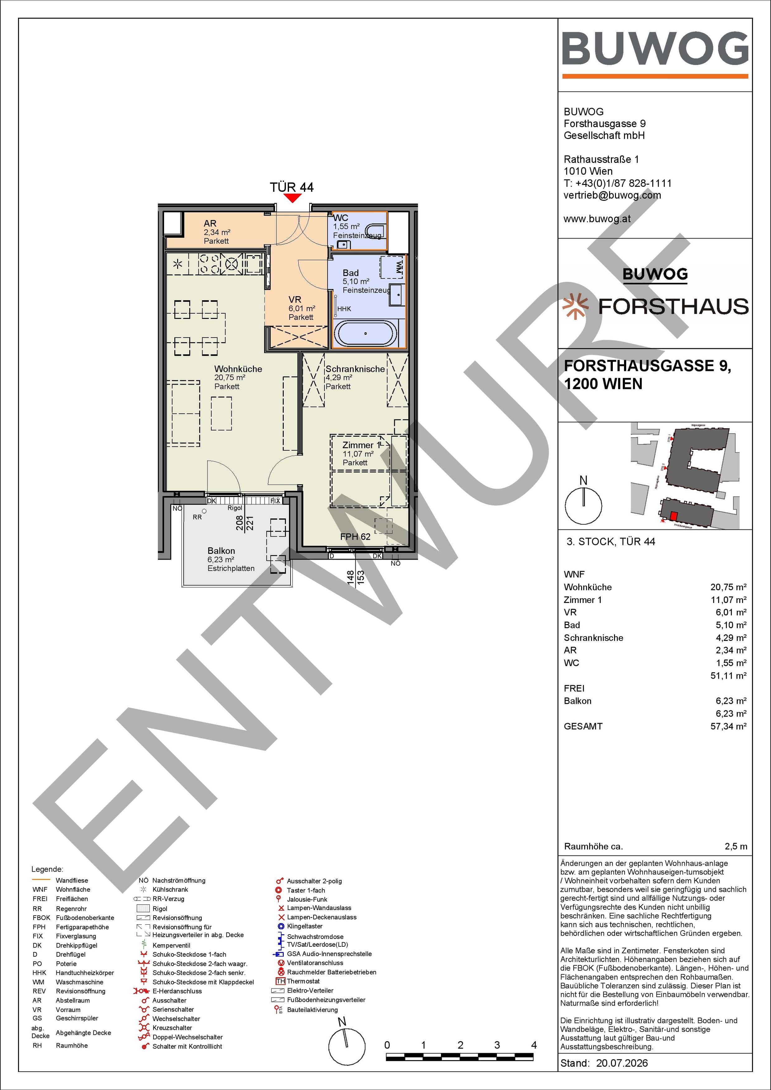 Floorplan Top FH 44 — FORSTHAUS — 2 Rooms — 51.1 m² — 3. OG — Süd
