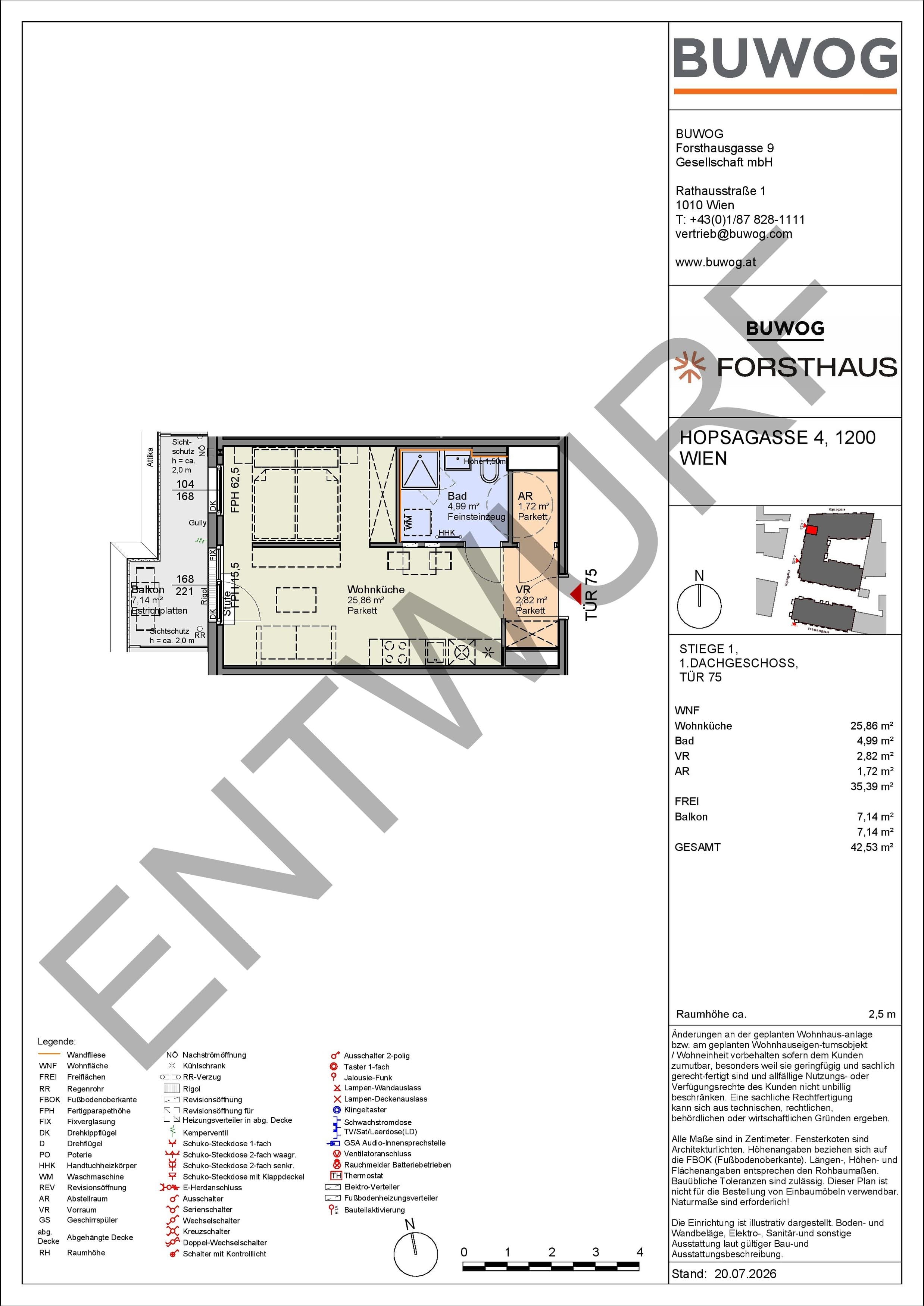 Floorplan Top HO 1.75 — FORSTHAUS — 1 Rooms — 35.4 m² — 1. DG — West