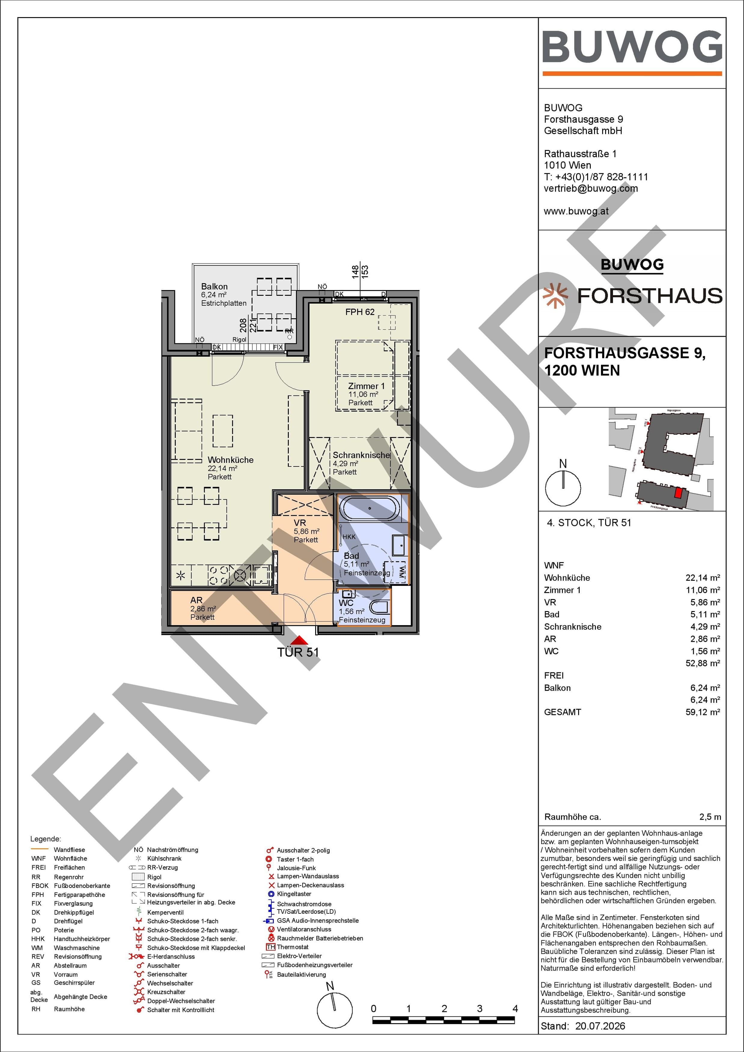 Floorplan Top FH 51 — FORSTHAUS — 2 Rooms — 52.9 m² — 4. OG — Nord