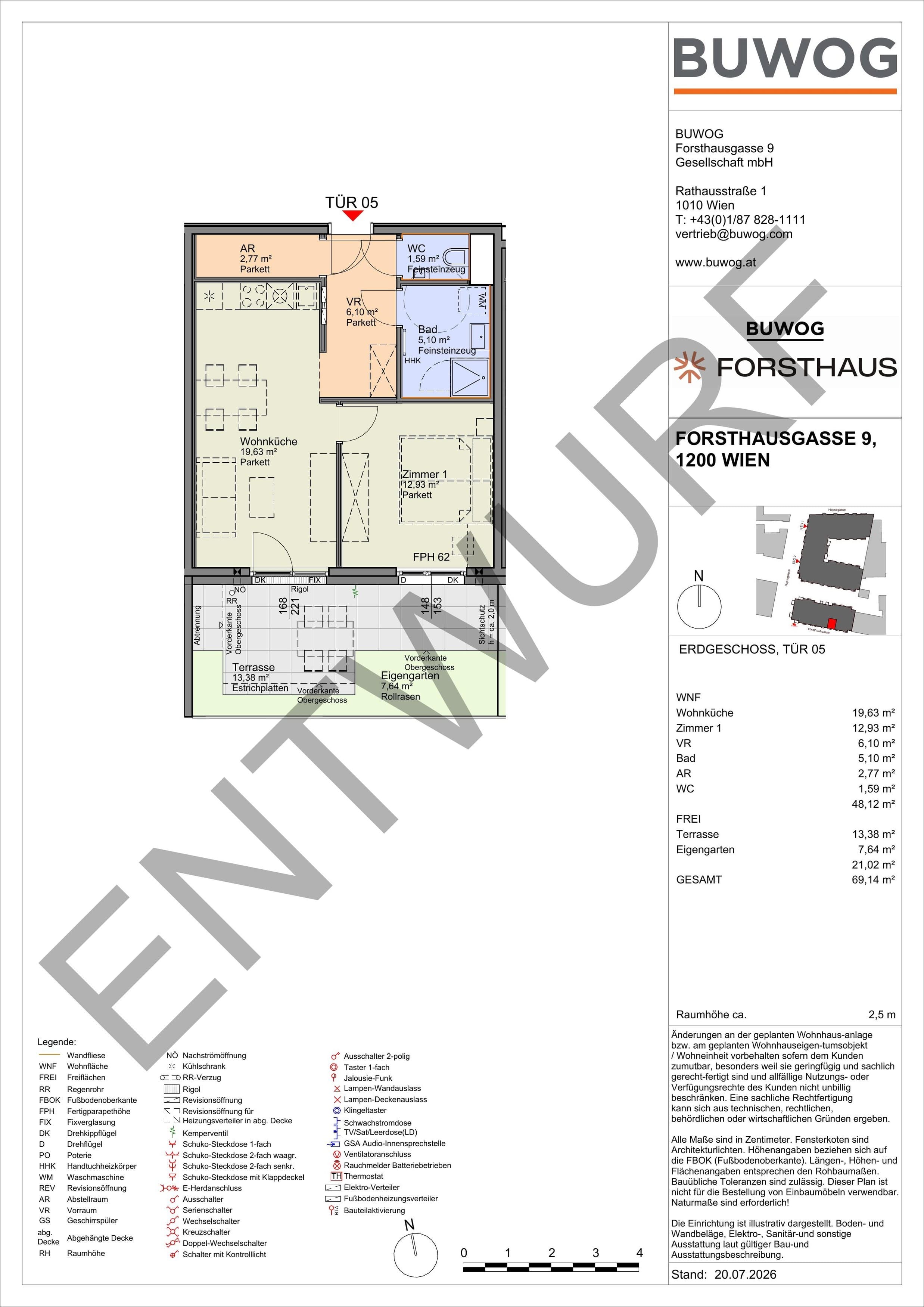 Floorplan Top FH 05 — FORSTHAUS — 2 Rooms — 48.1 m² — EG — Süd