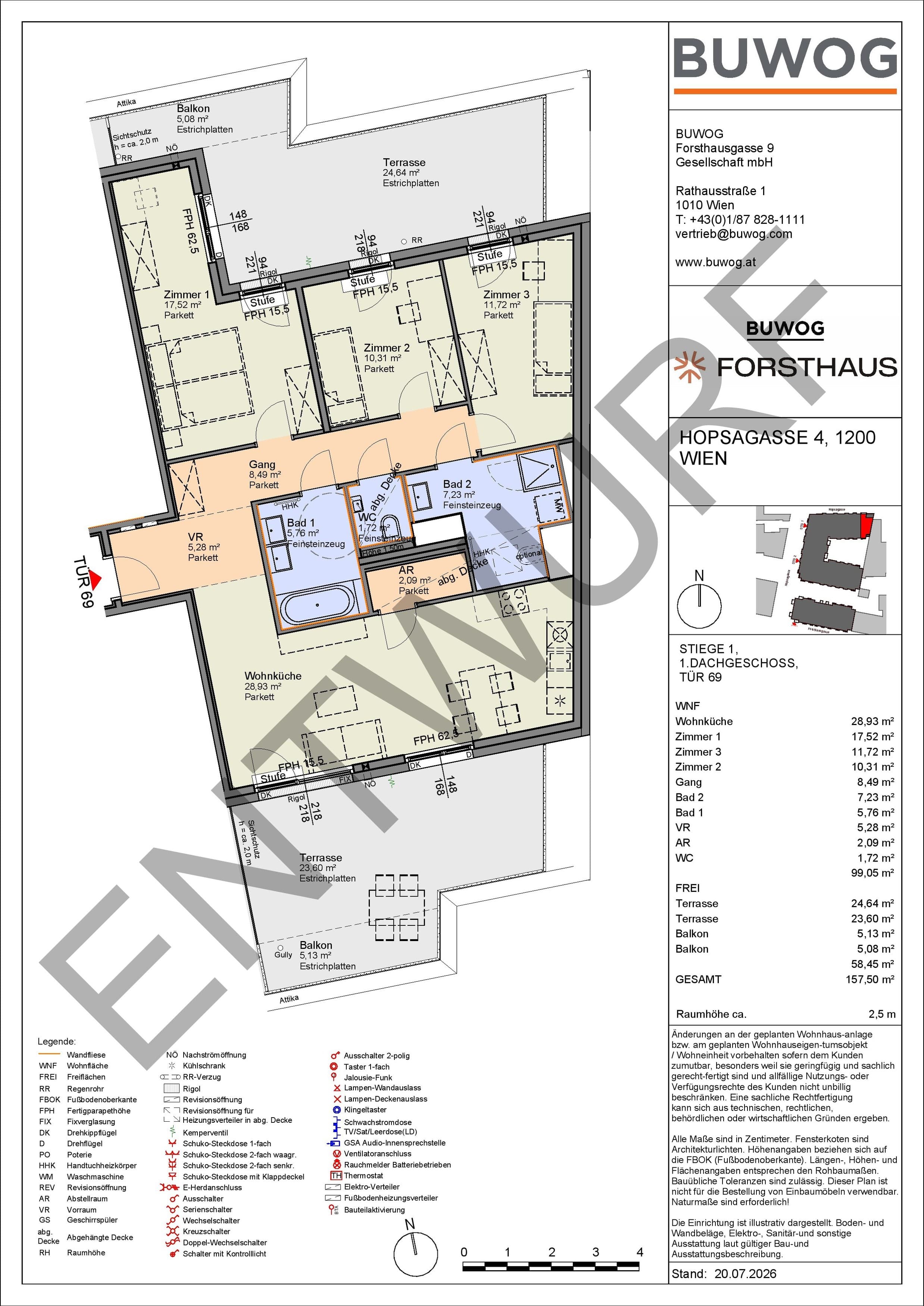 Floorplan Top HO 1.69 — FORSTHAUS — 4 Rooms — 99.3 m² — 1. DG — Süd