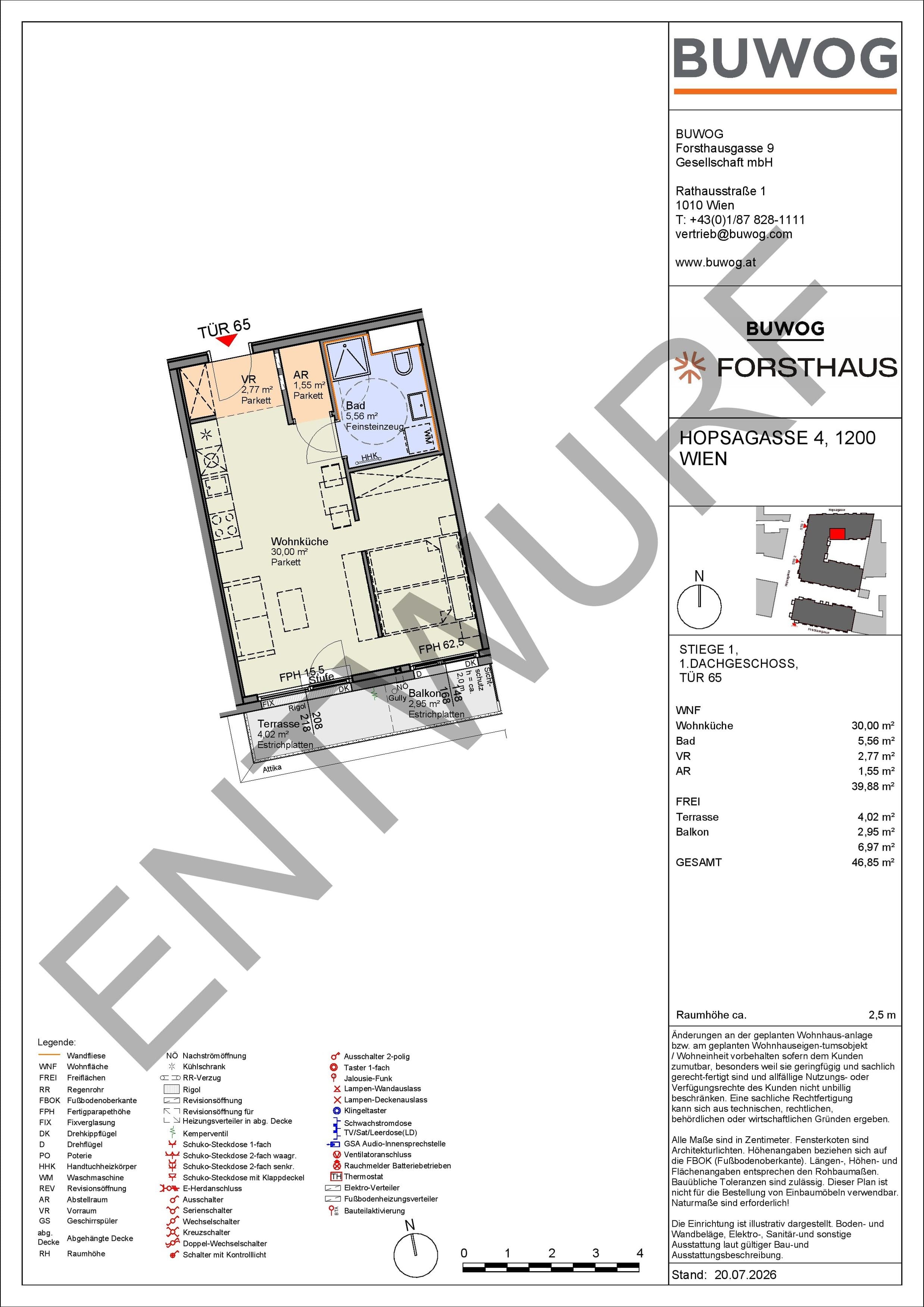 Floorplan Top HO 1.65 — FORSTHAUS — 1 Rooms — 39.9 m² — 1. DG — Süd