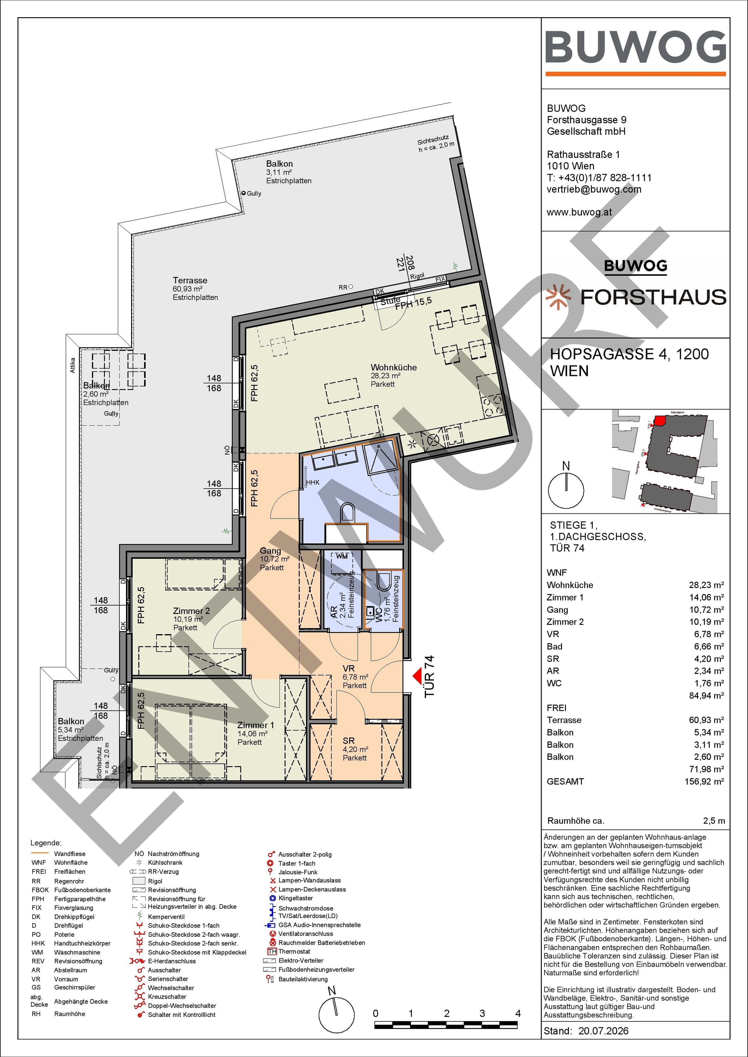 Floorplan Top HO 1.74 — FORSTHAUS — 3 Rooms — 85 m² — 1. DG — Nordwest