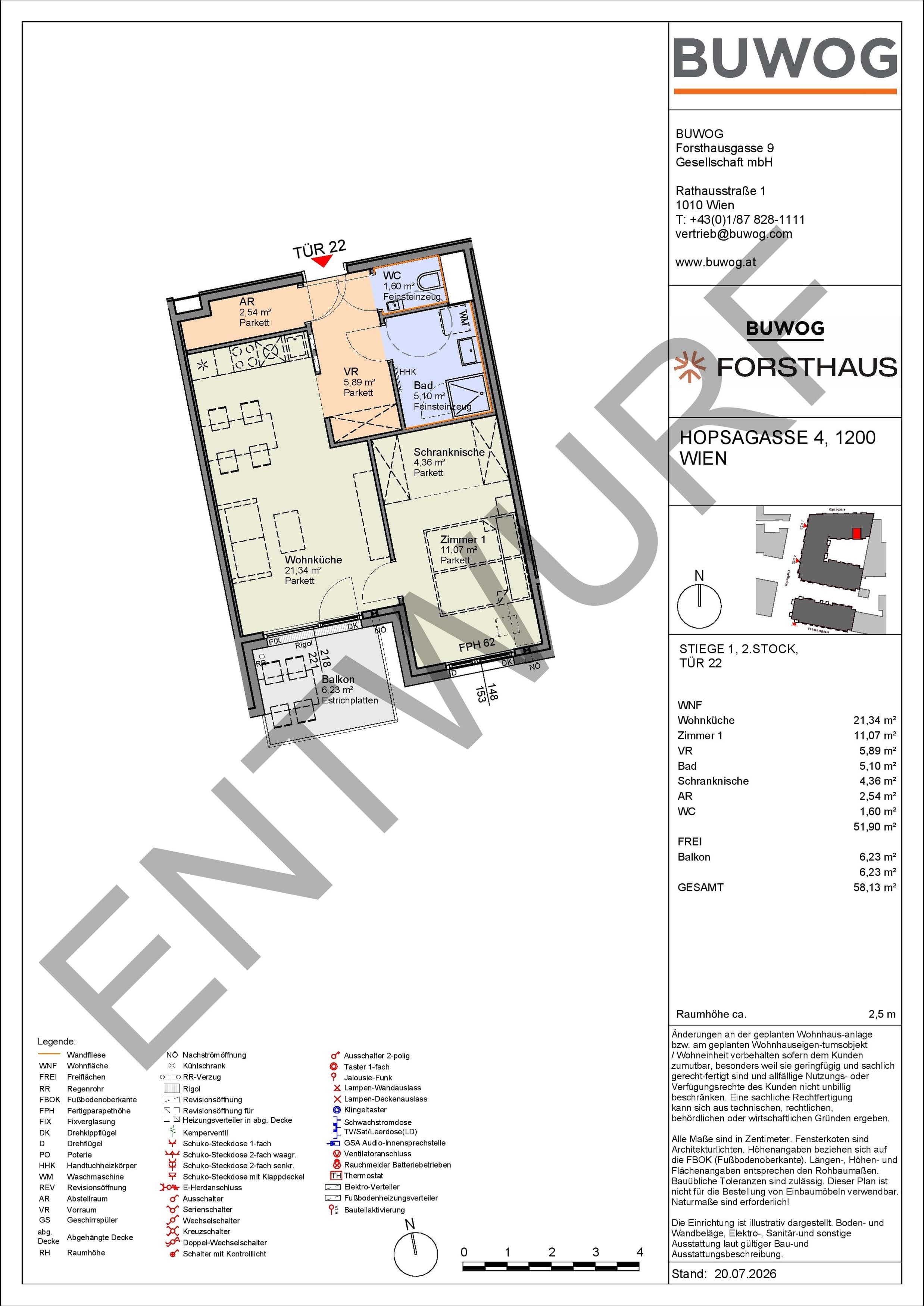 Floorplan Top HO 1.22 — FORSTHAUS — 2 Rooms — 51.9 m² — 2. OG — Süd