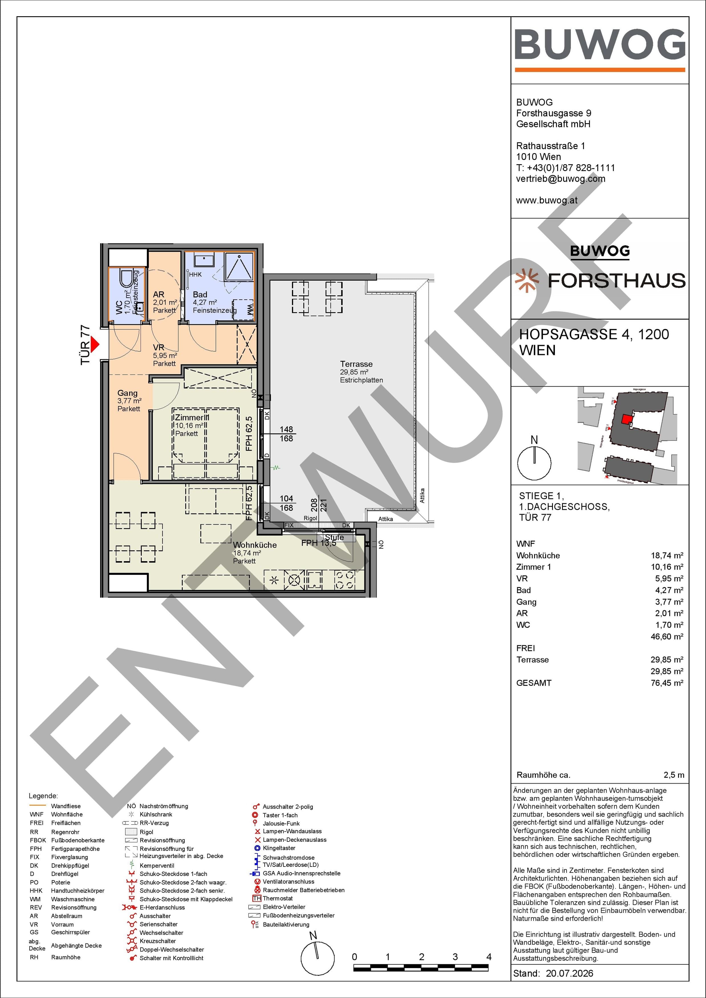 Floorplan Top HO 1.77 — FORSTHAUS — 2 Rooms — 46.6 m² — 1. DG — Ost