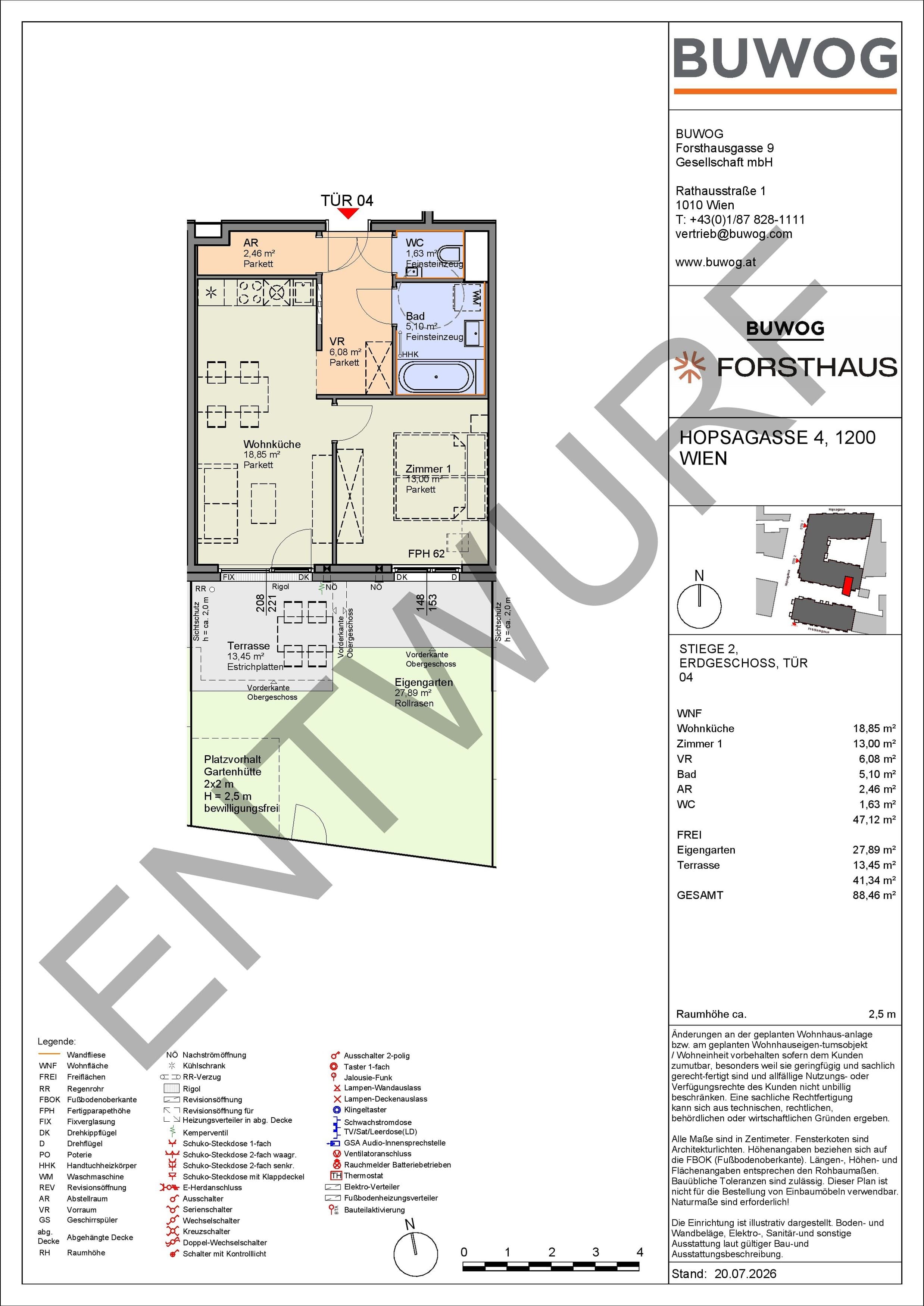 Floorplan Top HO 2.04 — FORSTHAUS — 2 Rooms — 47.1 m² — EG — Süd