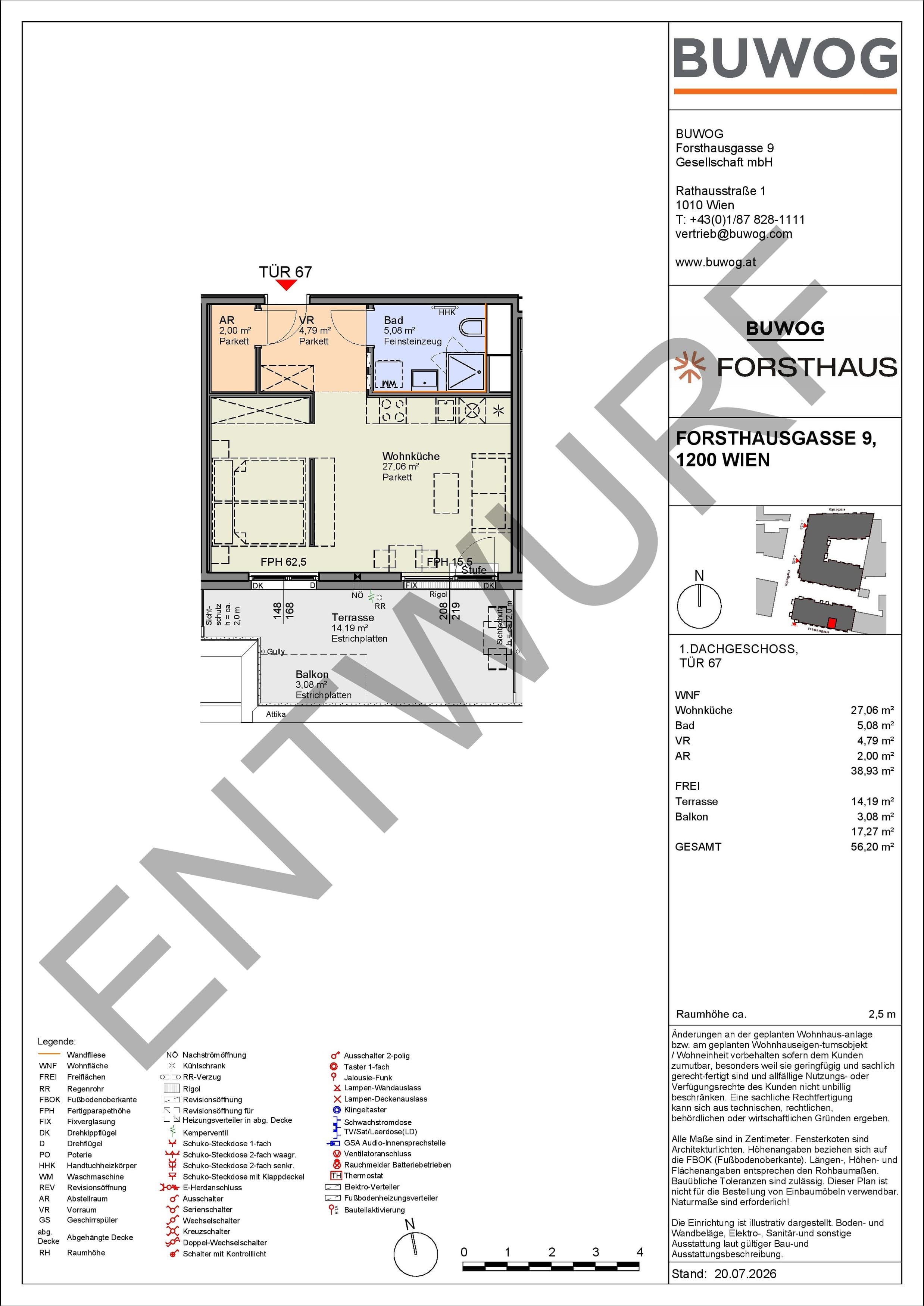 Floorplan Top FH 67 — FORSTHAUS — 1 Rooms — 38.9 m² — 1. DG — Süd