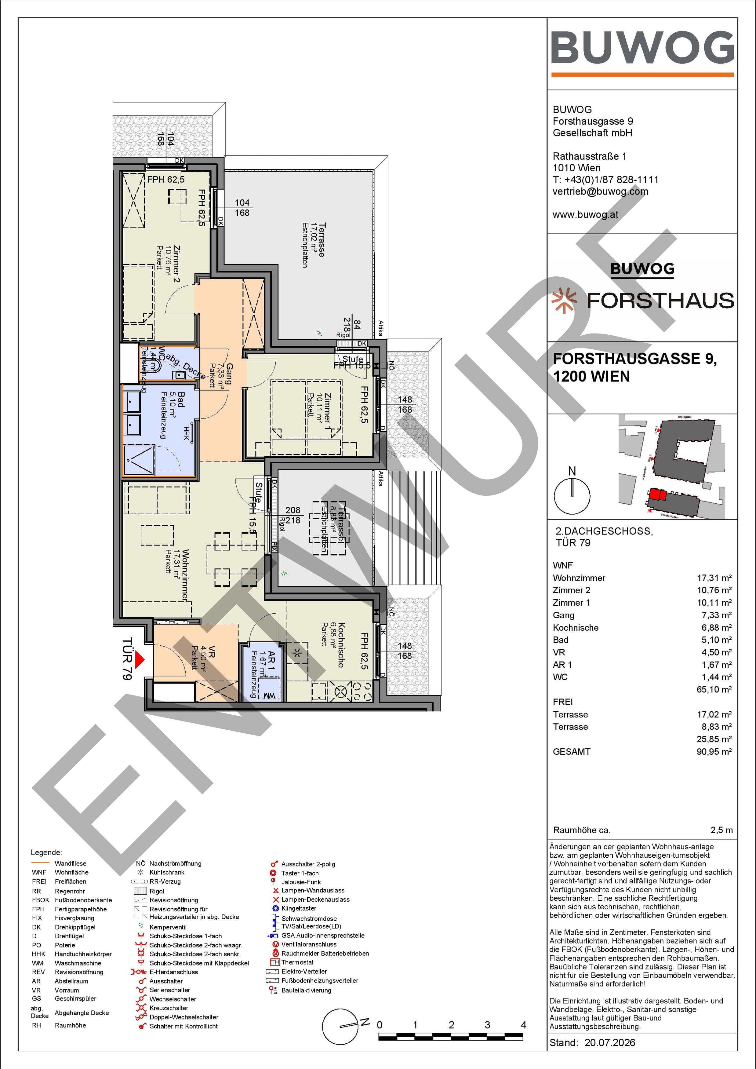 Floorplan Top FH 79 — FORSTHAUS — 3 Rooms — 65.1 m² — 2. DG — Nordwest