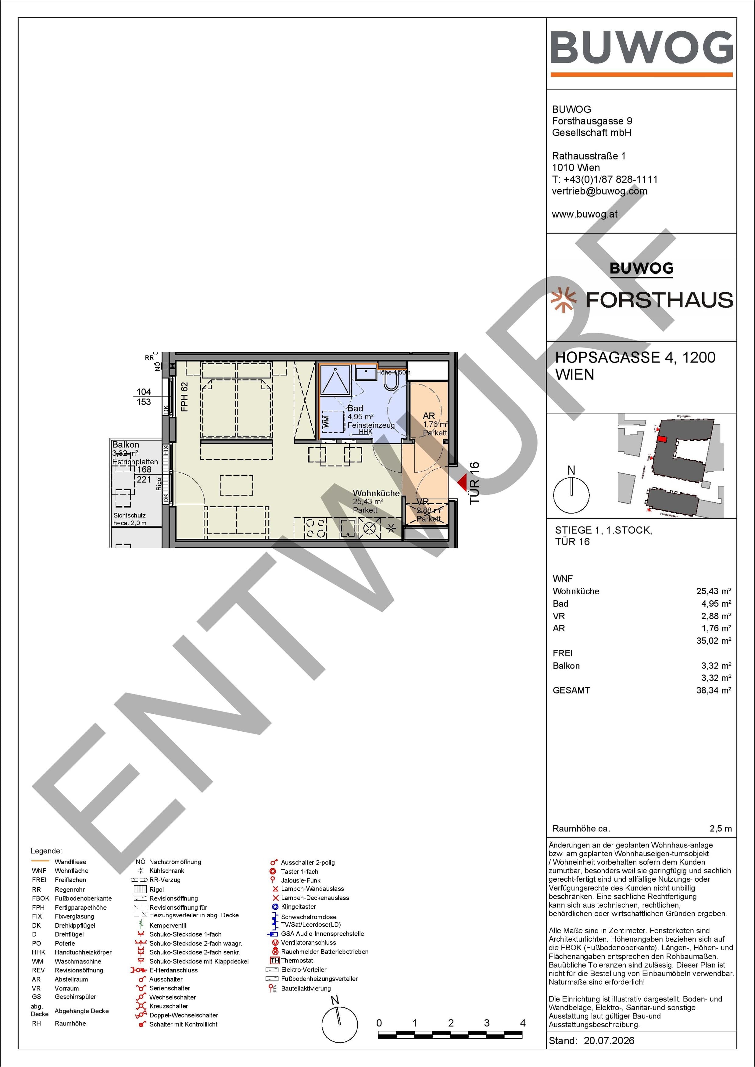 Floorplan Top HO 1.16 — FORSTHAUS — 1 Rooms — 35 m² — 1. OG — West
