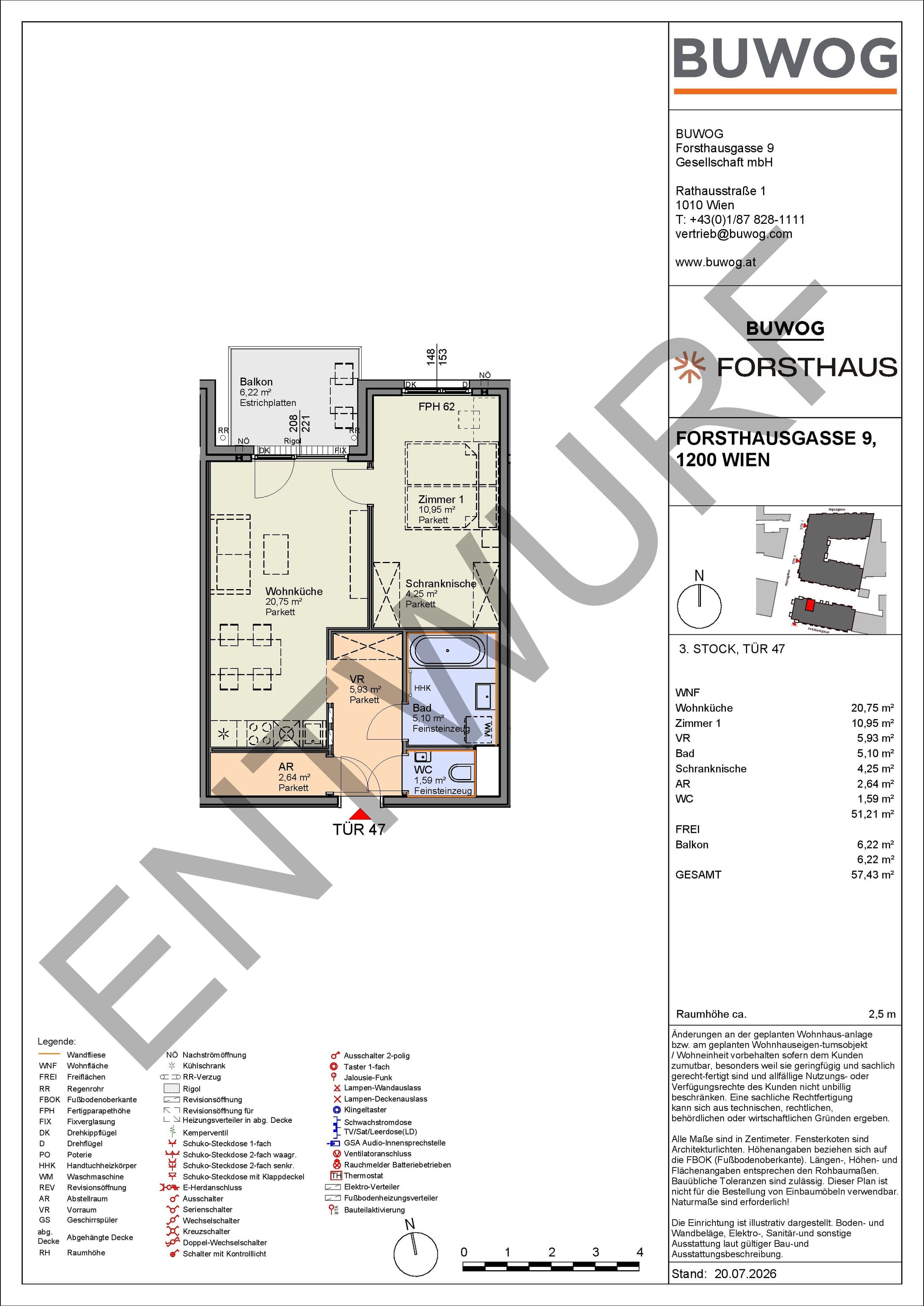 Floorplan Top FH 47 — FORSTHAUS — 2 Rooms — 51.2 m² — 3. OG — Nord