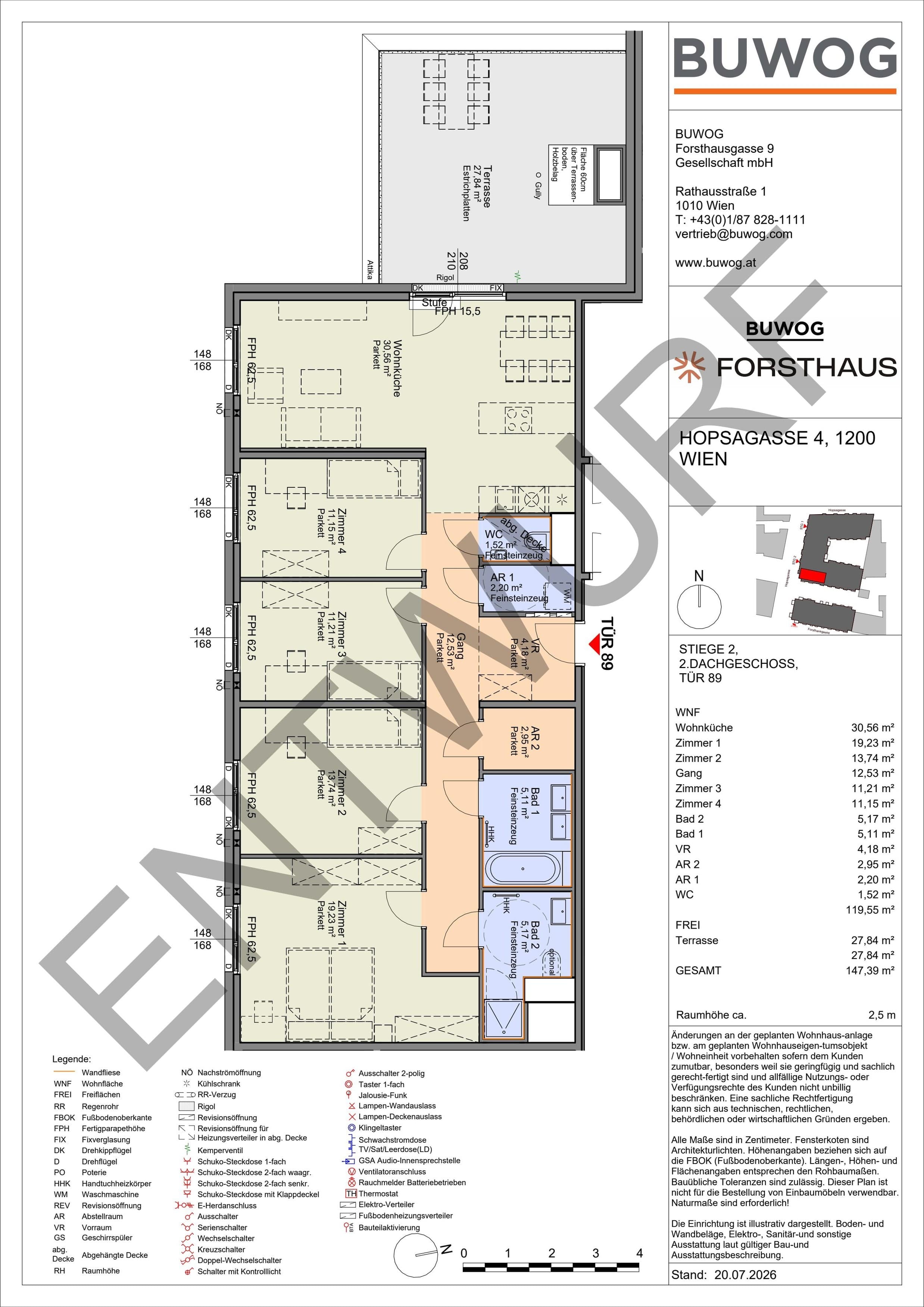 Floorplan Top HO 2.89 — FORSTHAUS — 5 Rooms — 119.6 m² — 2. DG — Südwest