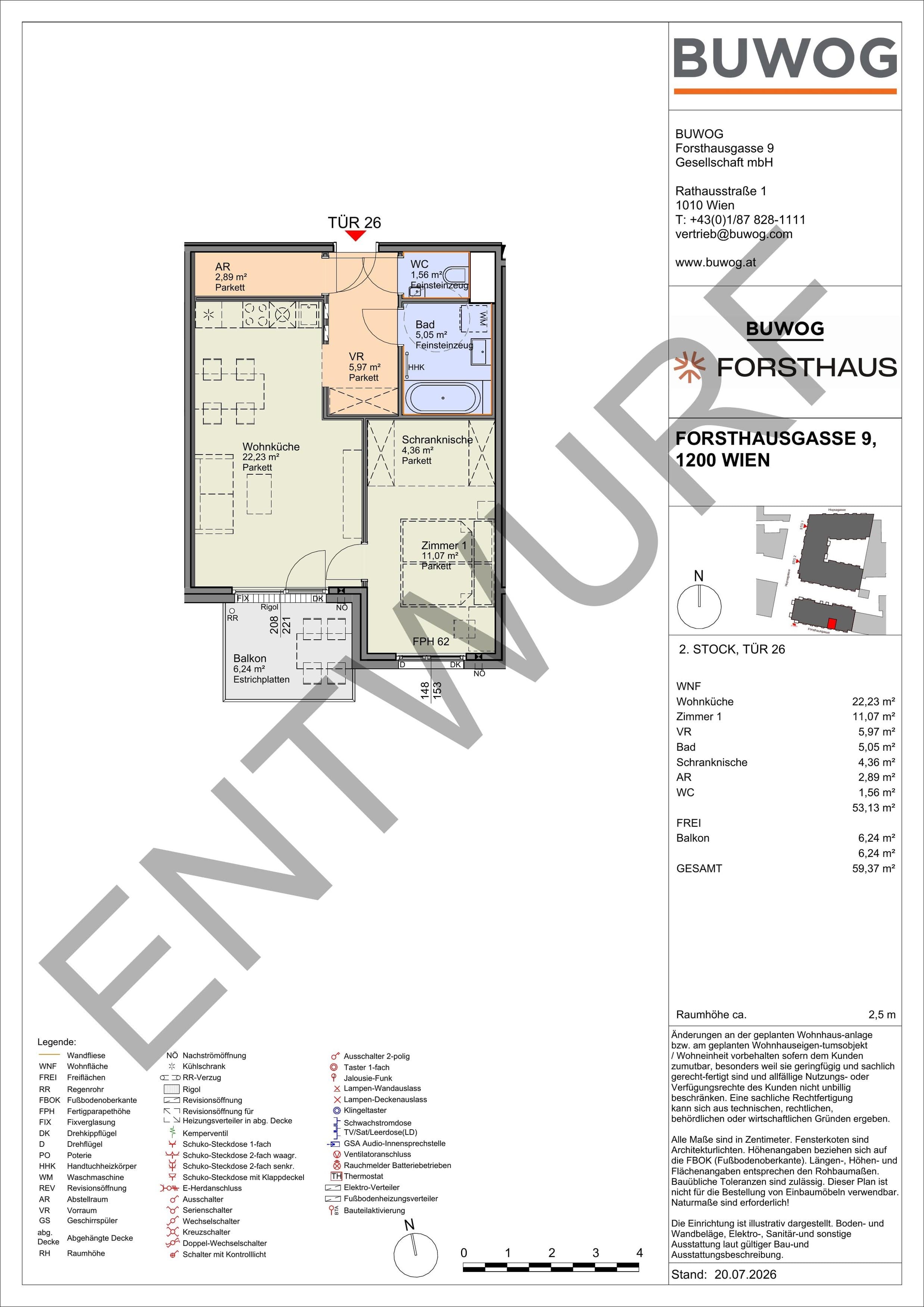 Floorplan Top FH 26 — FORSTHAUS — 2 Rooms — 53.1 m² — 2. OG — Süd
