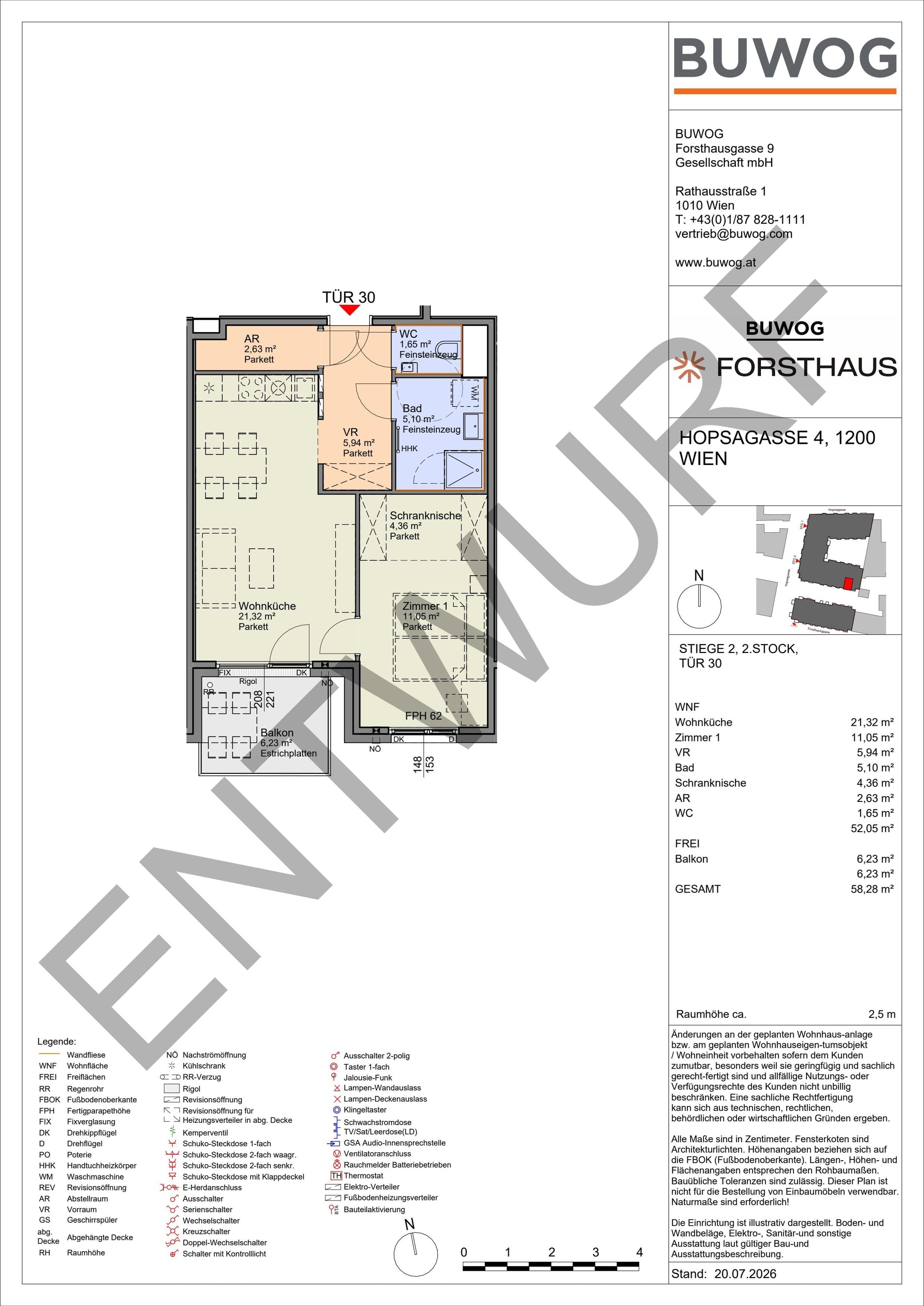 Floorplan Top HO 2.30 — FORSTHAUS — 2 Rooms — 52.1 m² — 2. OG — Süd