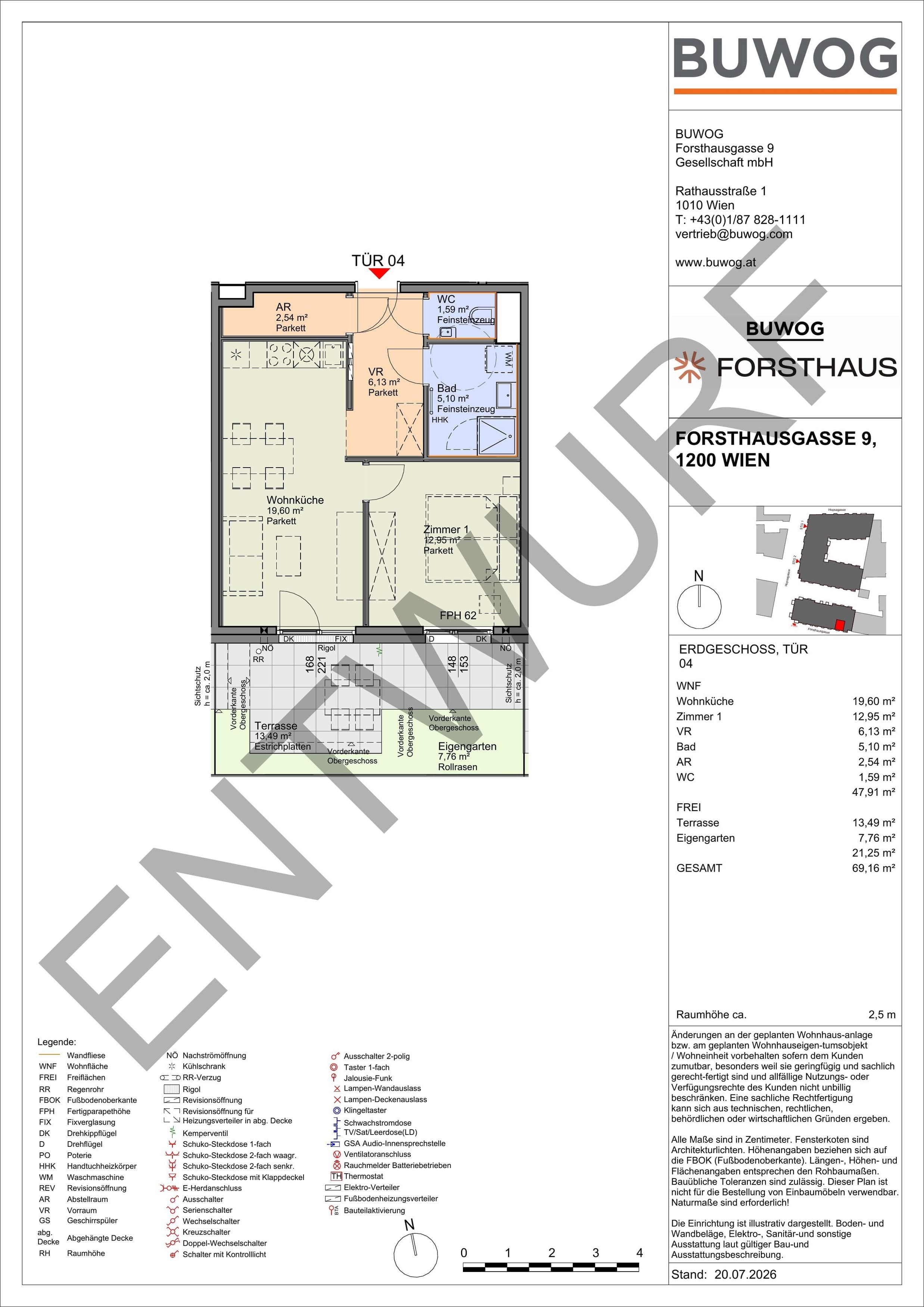 Floorplan Top FH 04 — FORSTHAUS — 2 Rooms — 47.9 m² — EG — Süd