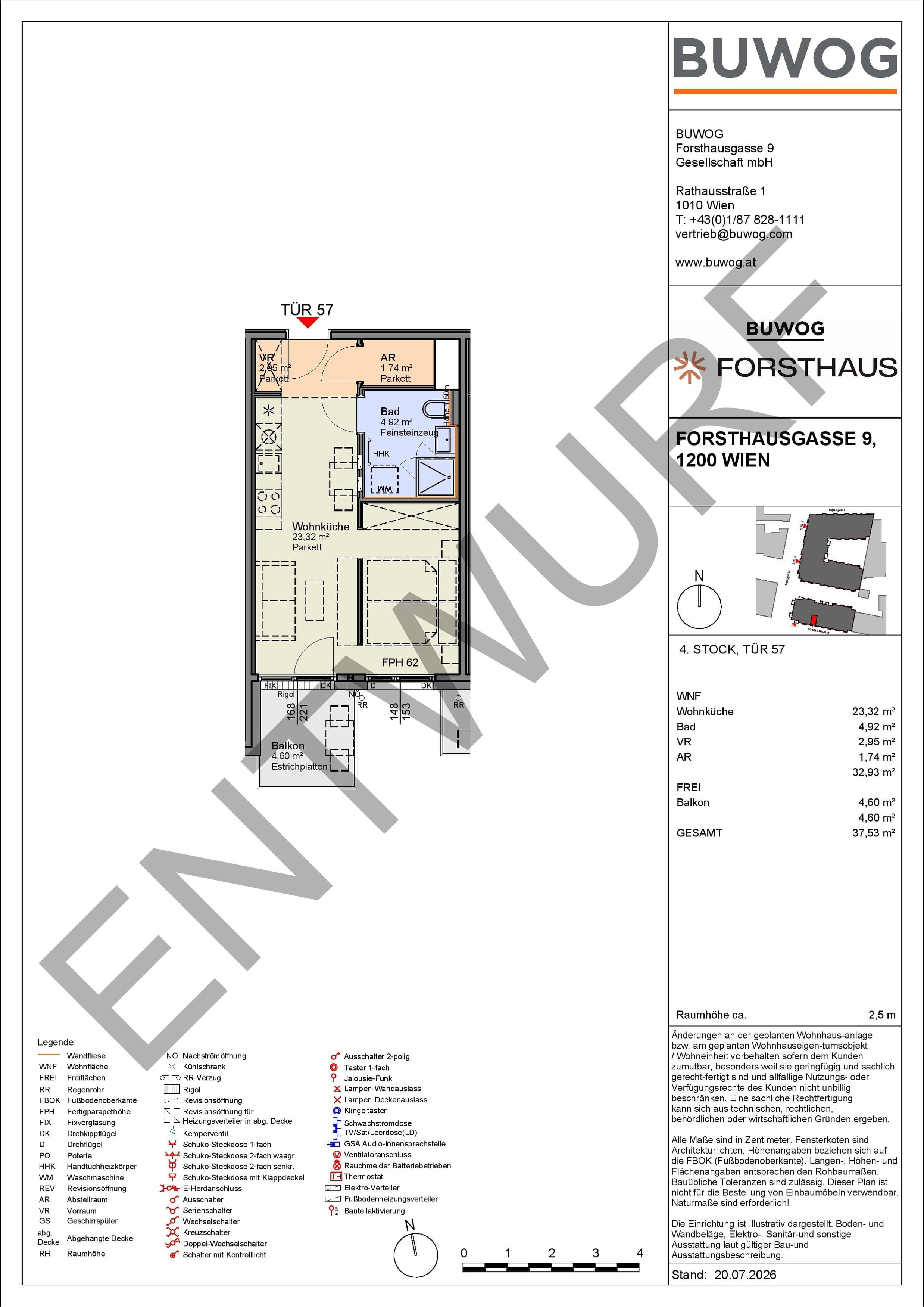 Floorplan Top FH 57 — FORSTHAUS — 1 Rooms — 32.9 m² — 4. OG — Süd