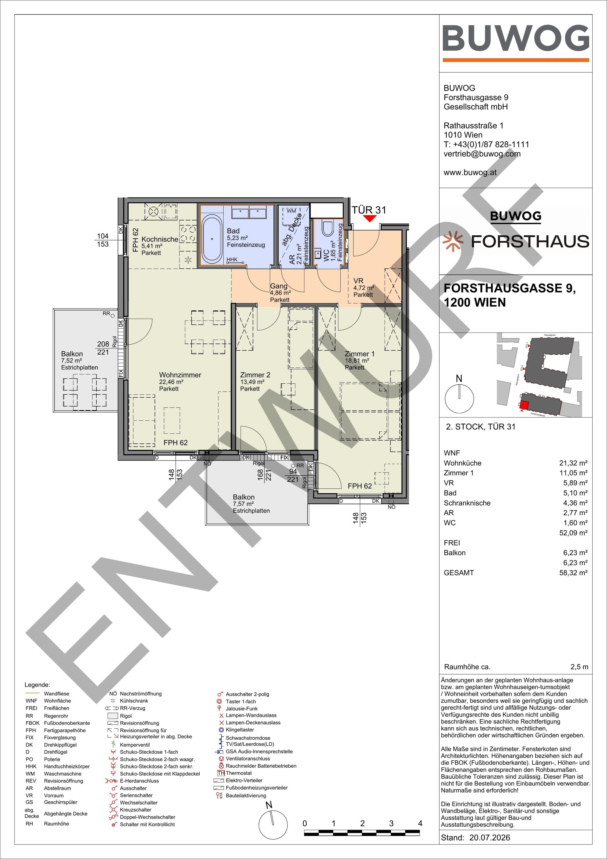 Floorplan Top FH 31 — FORSTHAUS — 3 Rooms — 78.8 m² — 2. OG — Südwest