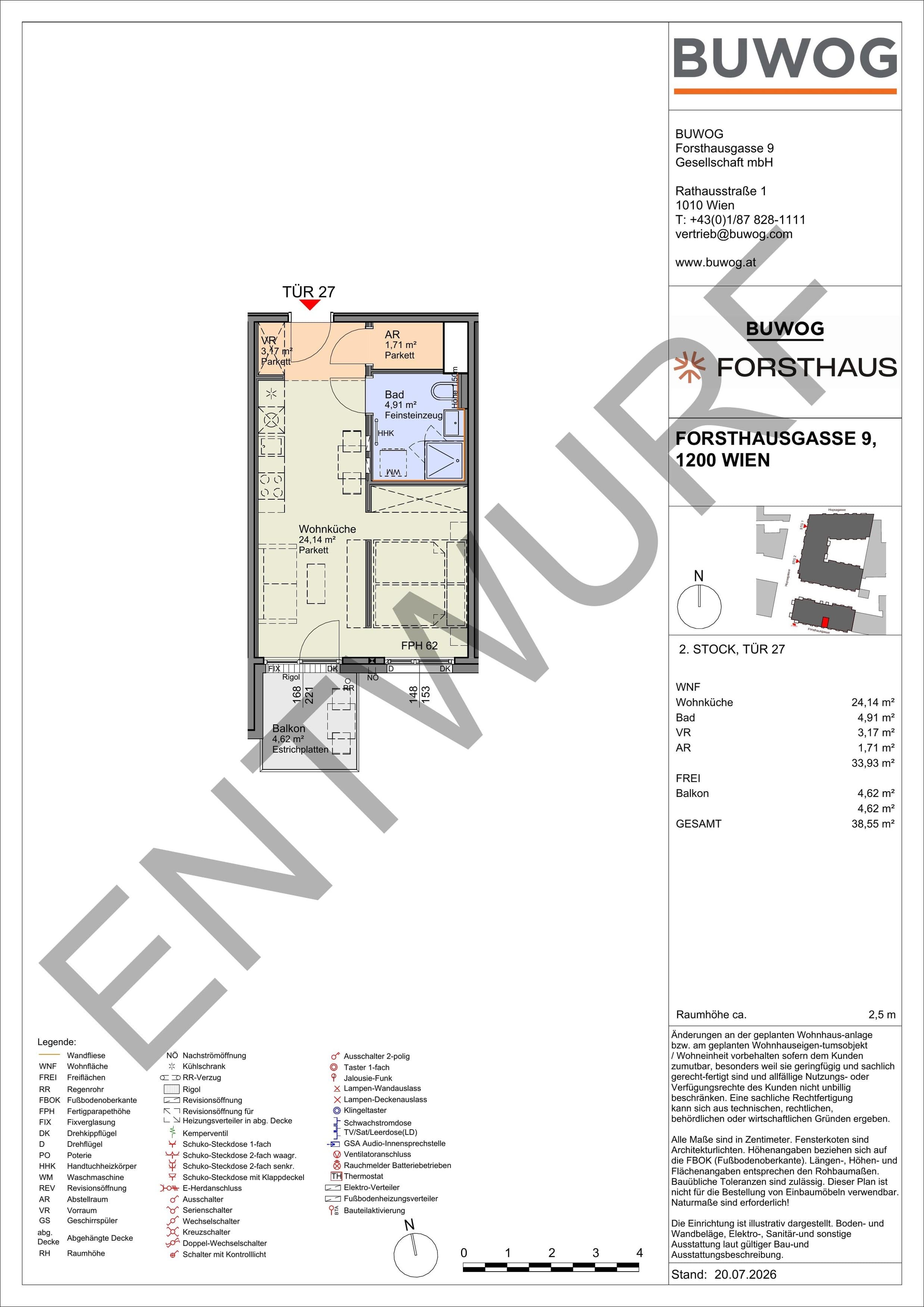 Floorplan Top FH 27 — FORSTHAUS — 1 Rooms — 33.9 m² — 2. OG — Süd