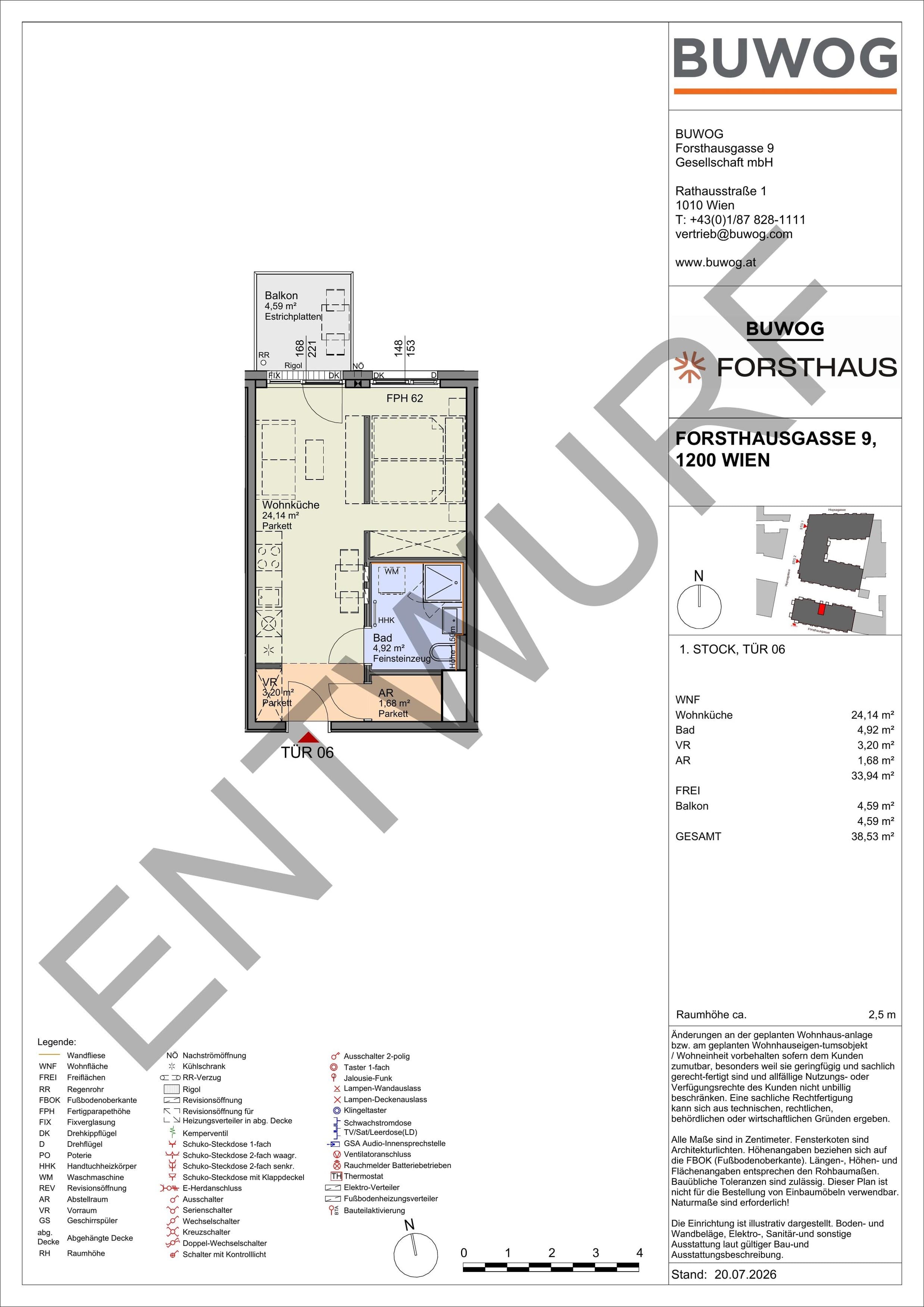 Floorplan Top FH 06 — FORSTHAUS — 1 Rooms — 33.9 m² — 1. OG — Nord