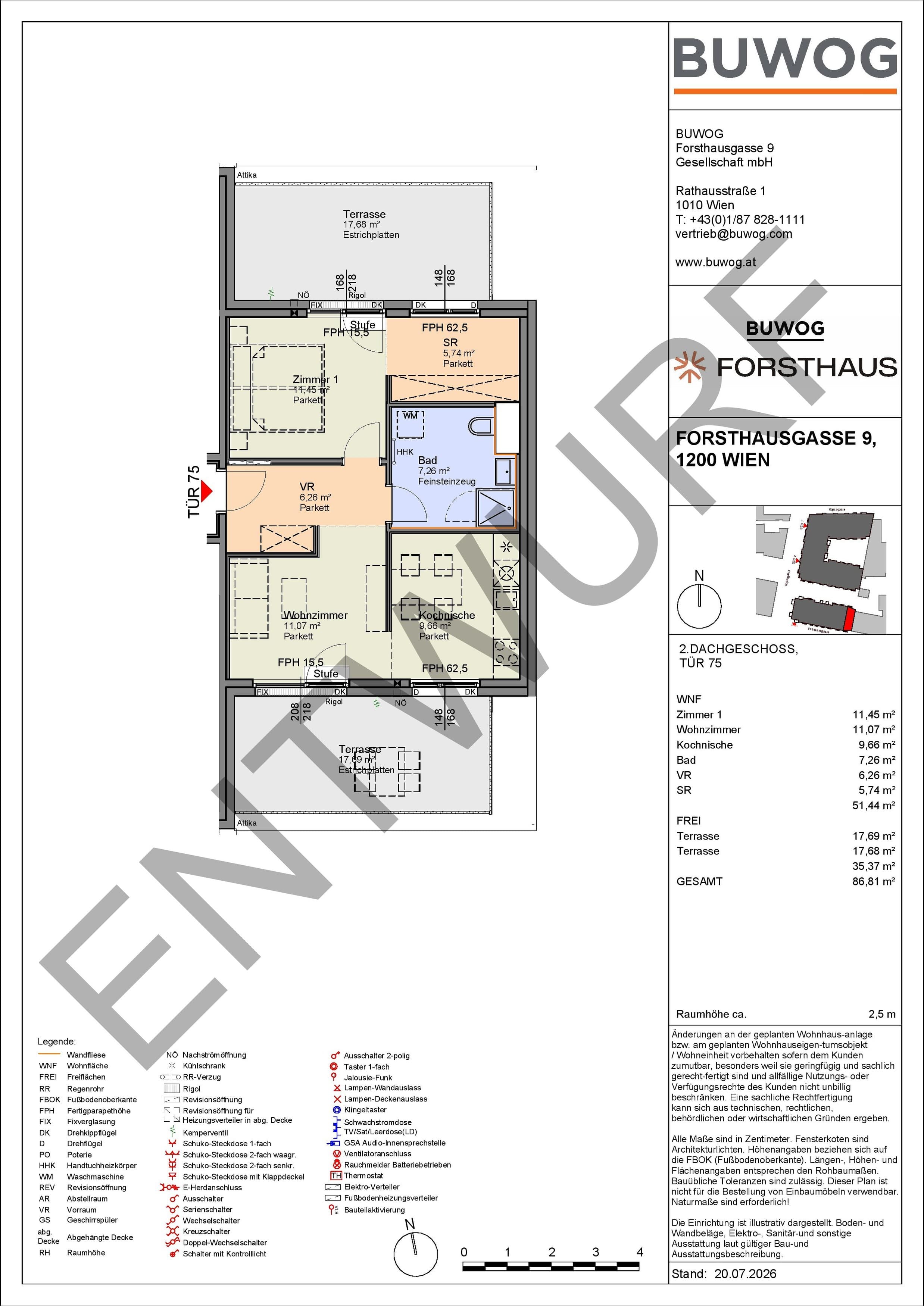 Floorplan Top FH 75 — FORSTHAUS — 2 Rooms — 51.4 m² — 2. DG — Süd