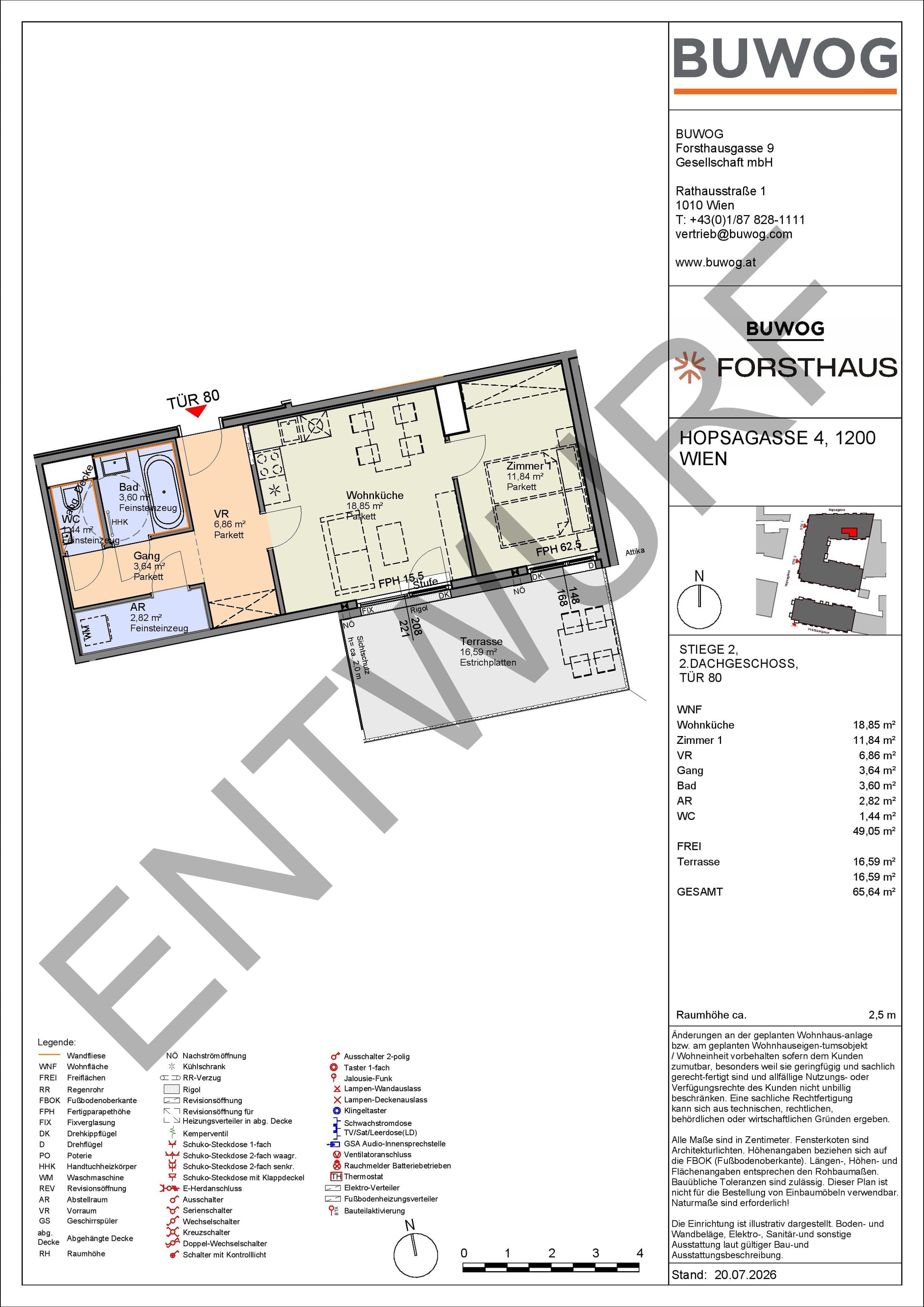 Floorplan Top HO 1.80 — FORSTHAUS — 2 Rooms — 49.1 m² — 2. DG — Süd