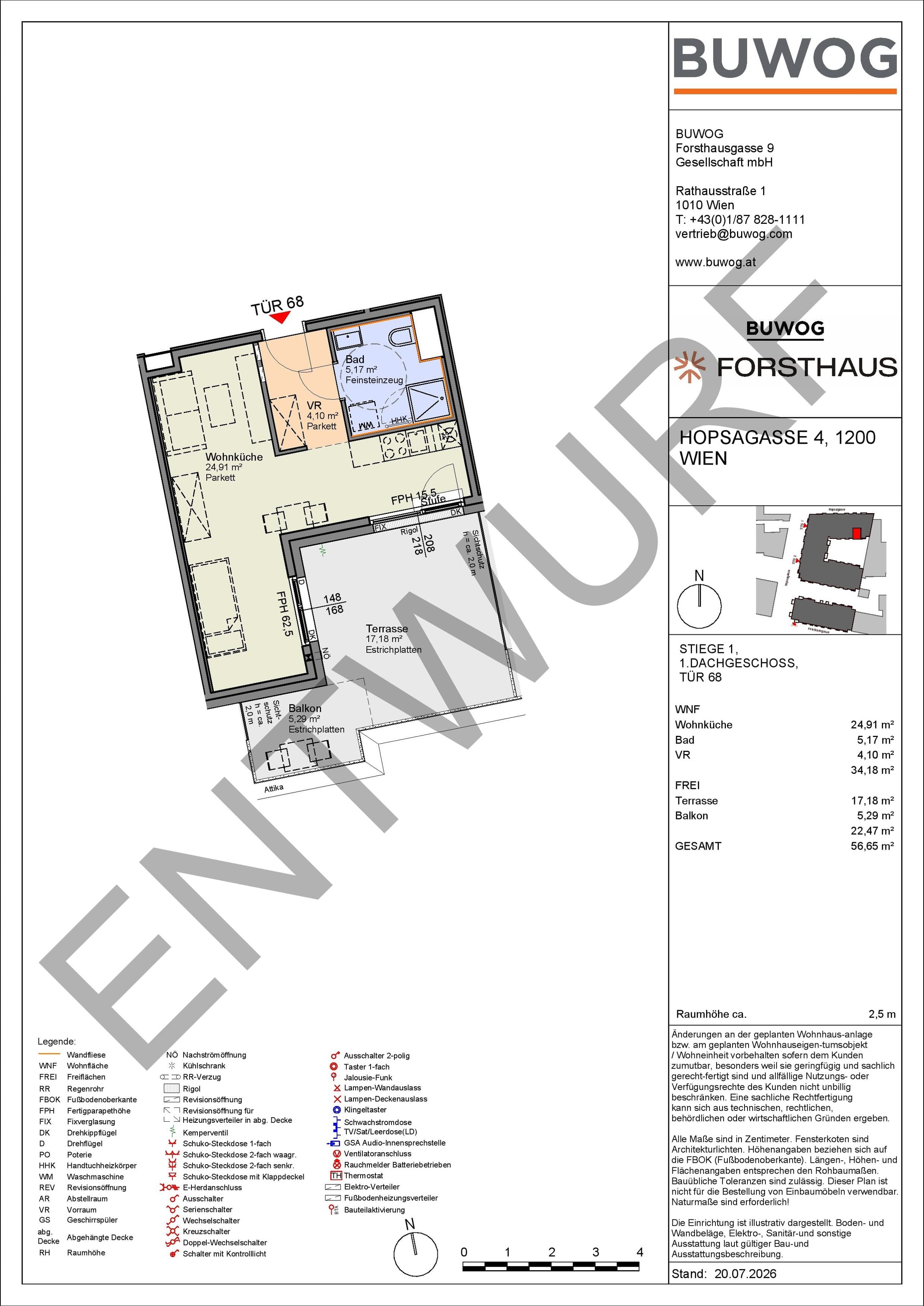 Floorplan Top HO 1.68 — FORSTHAUS — 1 Rooms — 34.2 m² — 1. DG — Süd
