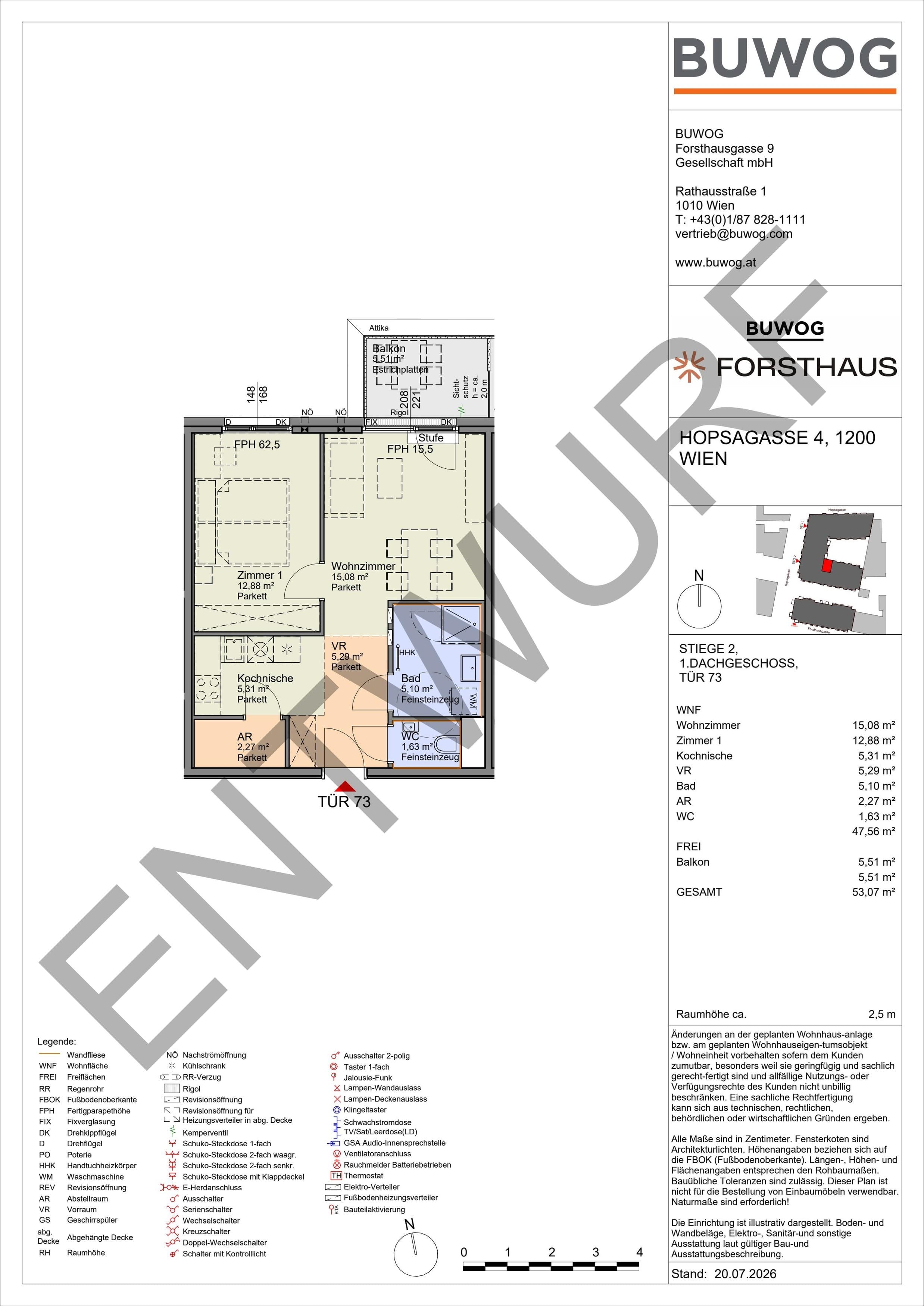 Floorplan Top HO 2.73 — FORSTHAUS — 2 Rooms — 47.6 m² — 1. DG — Nord