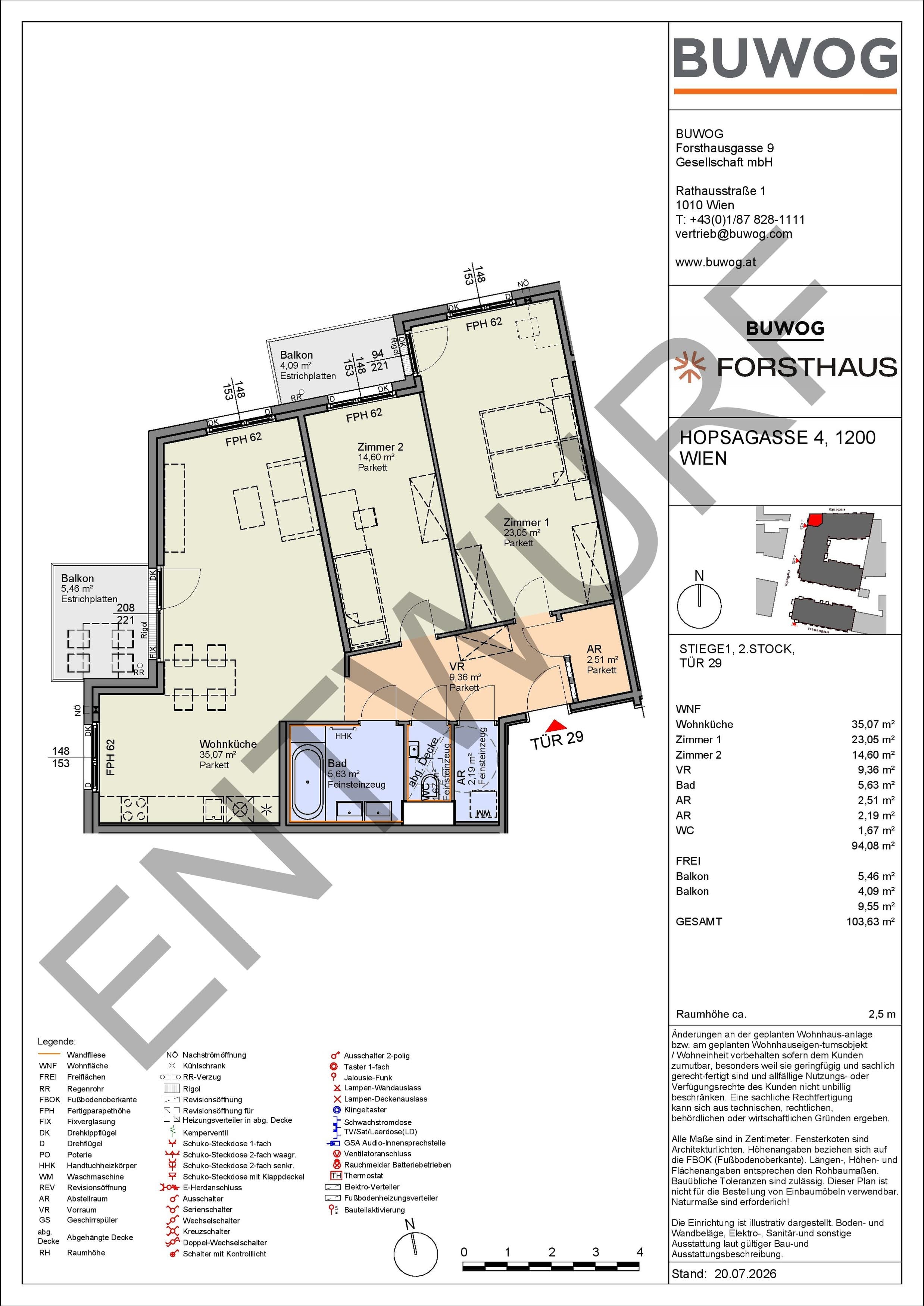 Floorplan Top HO 1.29 — FORSTHAUS — 3 Rooms — 94.3 m² — 2. OG — Nordwest