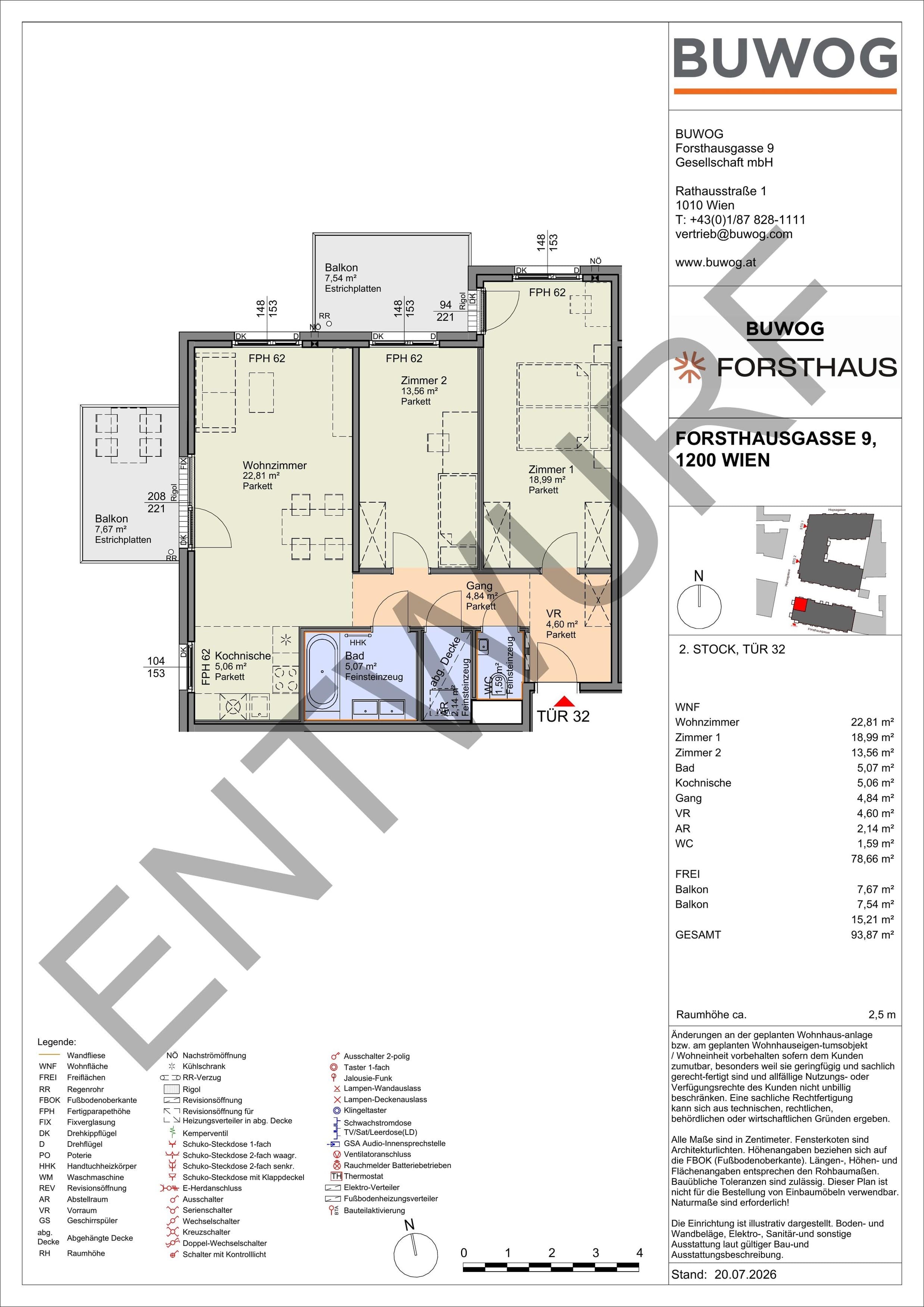 Floorplan Top FH 32 — FORSTHAUS — 3 Rooms — 78.7 m² — 2. OG — Nordwest