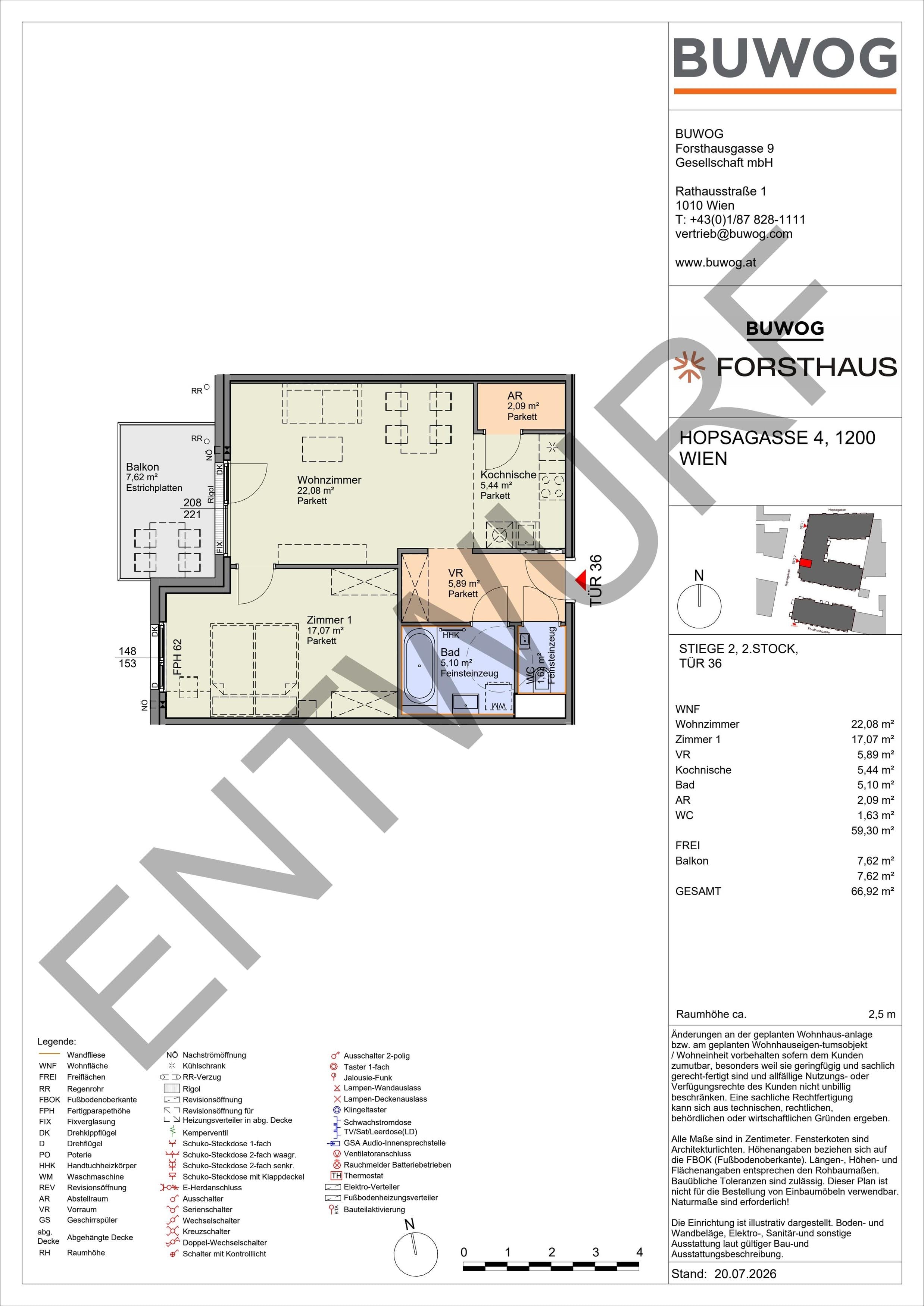 Floorplan Top HO 2.36 — FORSTHAUS — 2 Rooms — 59.3 m² — 2. OG — West