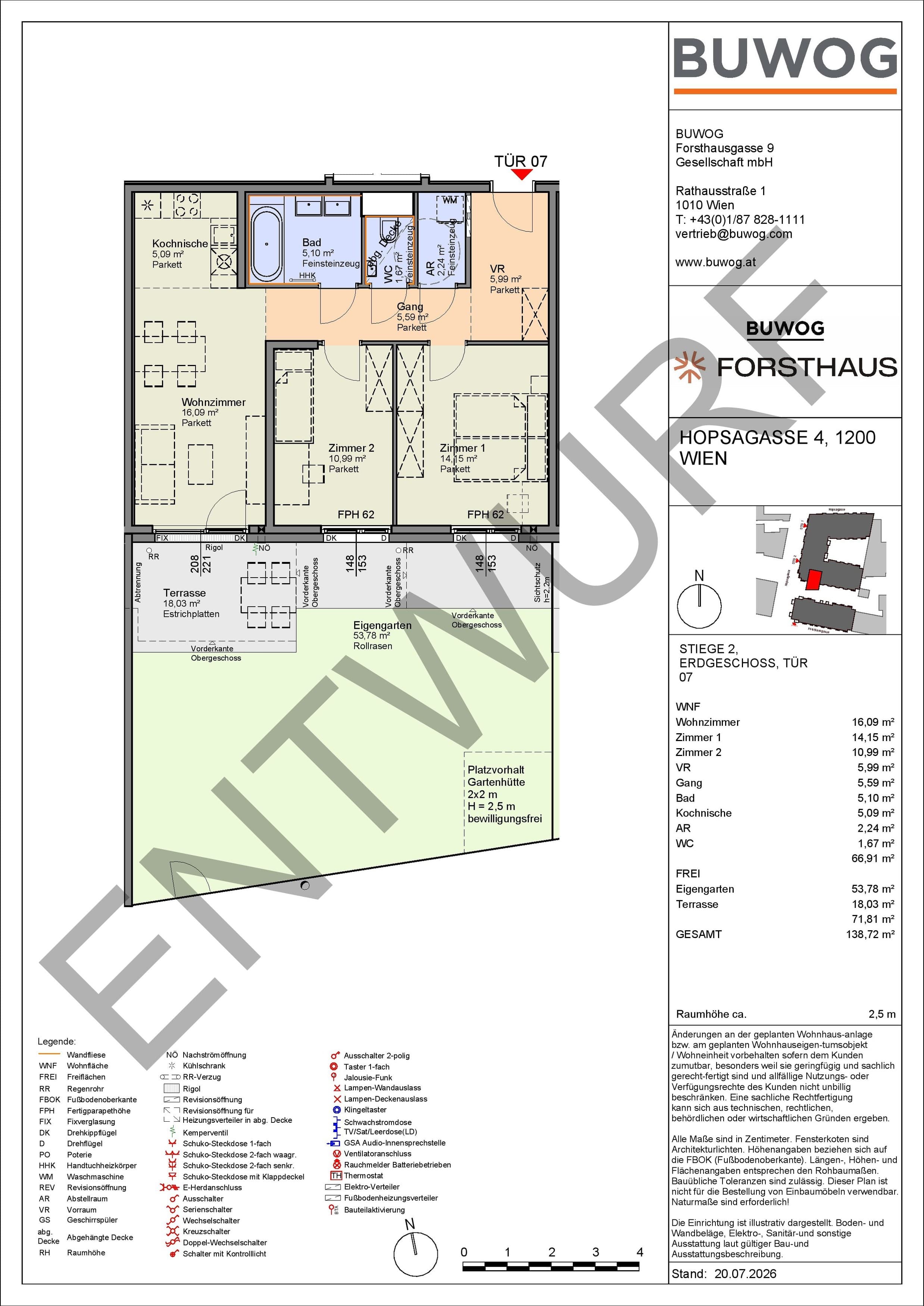 Floorplan Top HO 2.07 — FORSTHAUS — 3 Rooms — 66.9 m² — EG — Süd