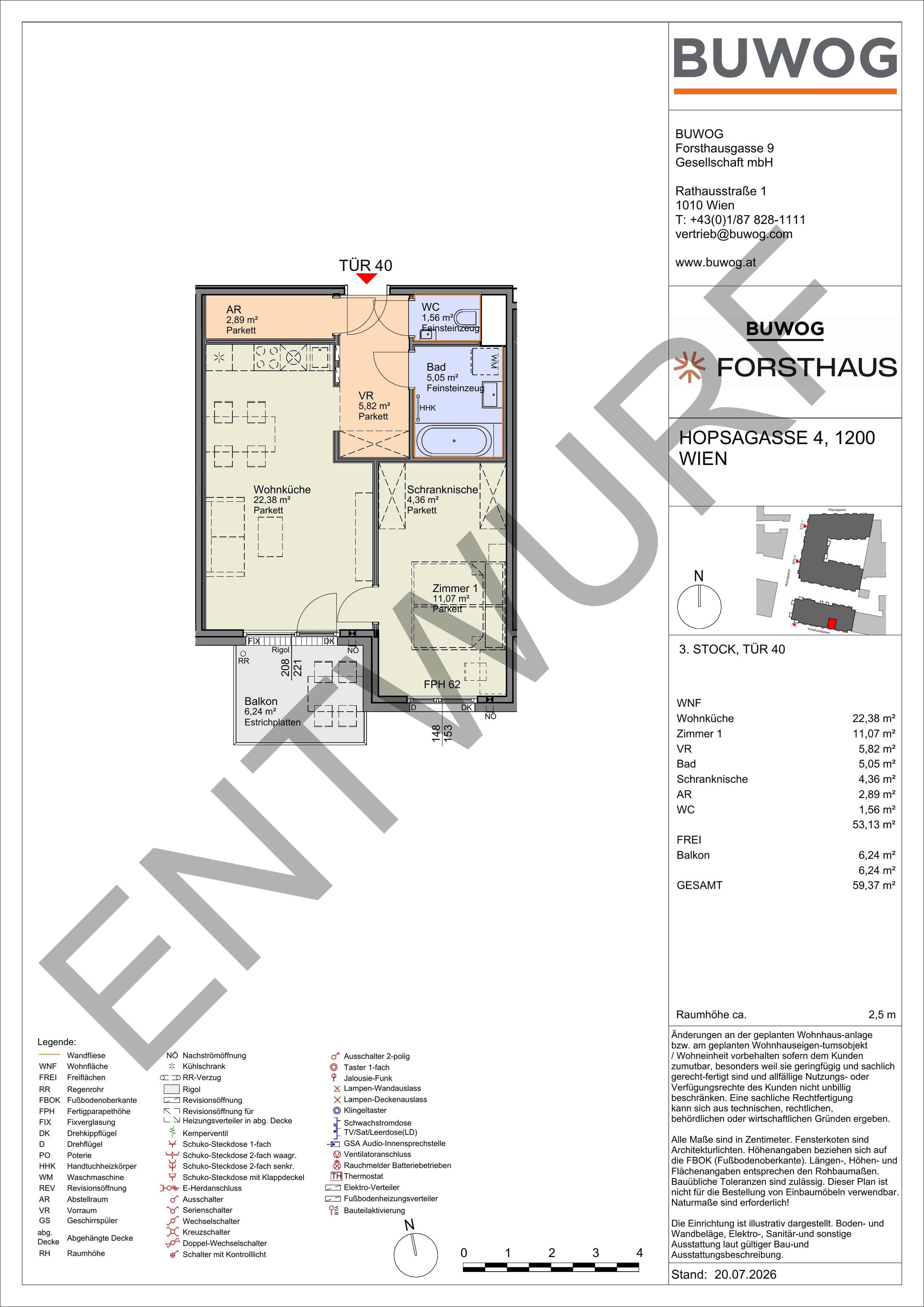 Floorplan Top FH 40 — FORSTHAUS — 2 Rooms — 53.1 m² — 3. OG — Süd