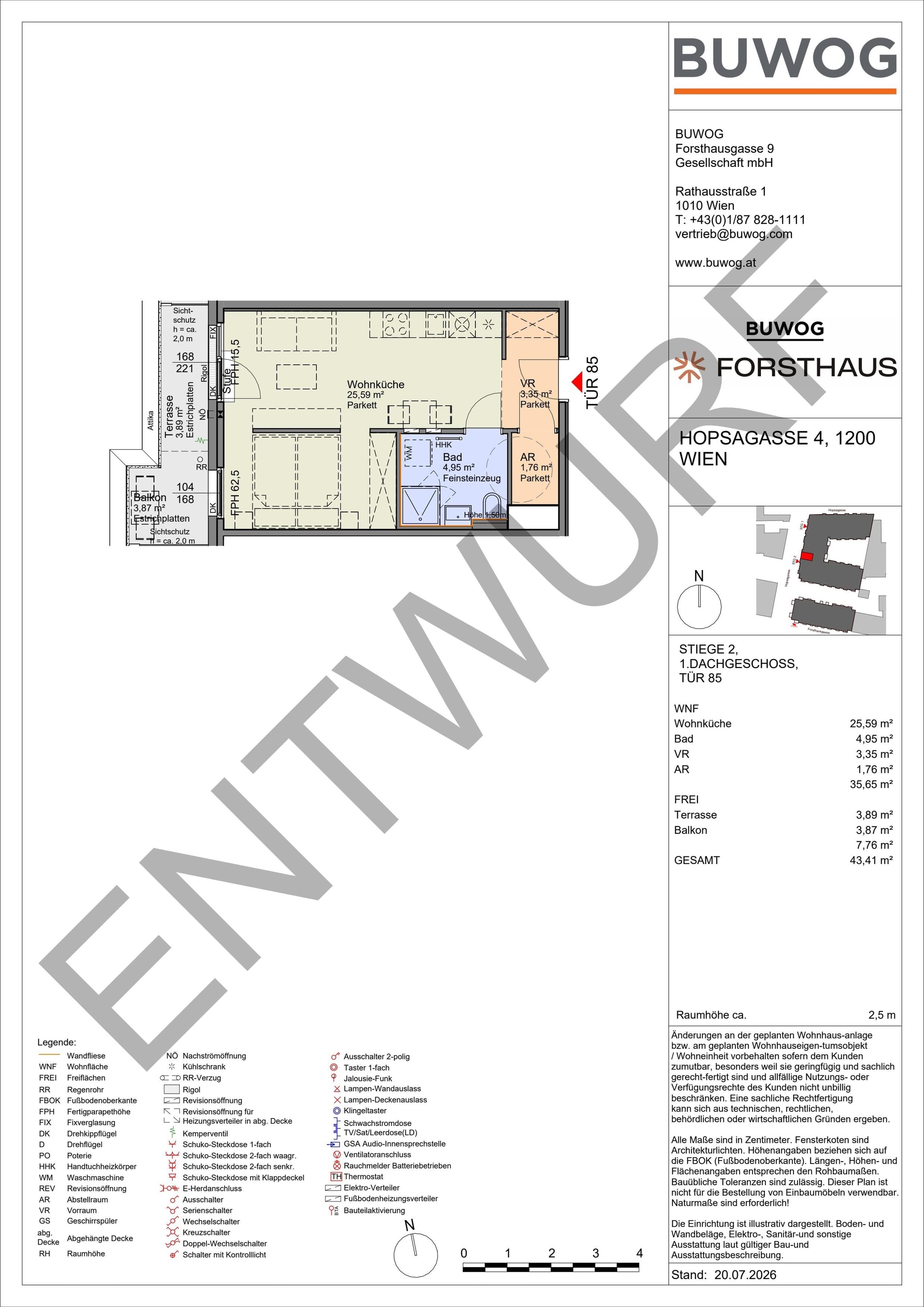 Floorplan Top HO 2.85 — FORSTHAUS — 1 Rooms — 35.7 m² — 1. DG — West