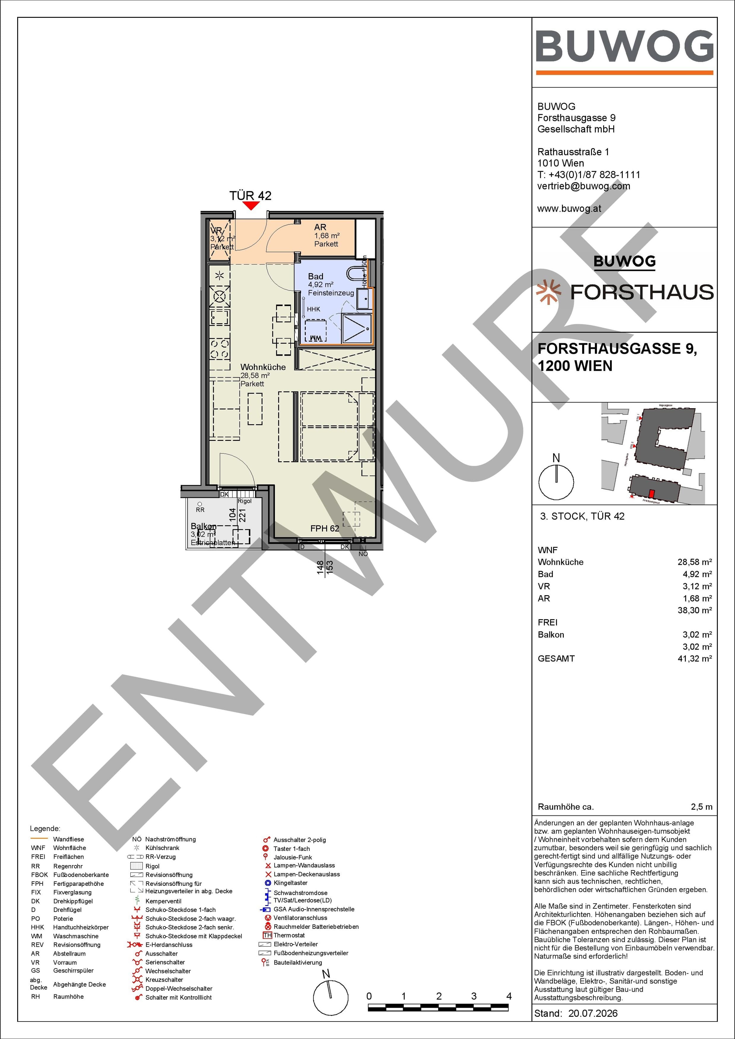Floorplan Top FH 42 — FORSTHAUS — 1 Rooms — 38.3 m² — 3. OG — Süd