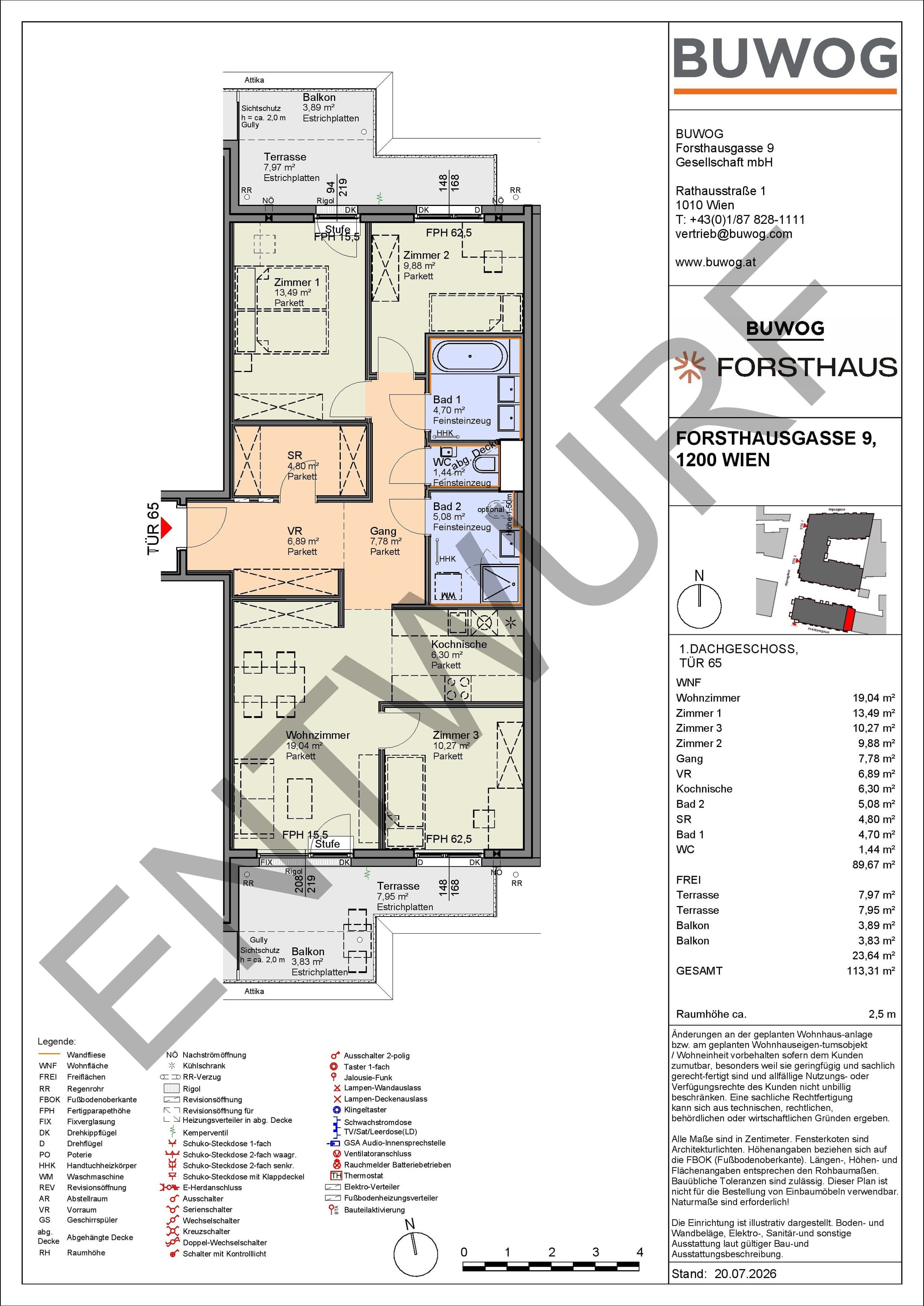 Floorplan Top FH 65 — FORSTHAUS — 4 Rooms — 89.7 m² — 1. DG — Süd
