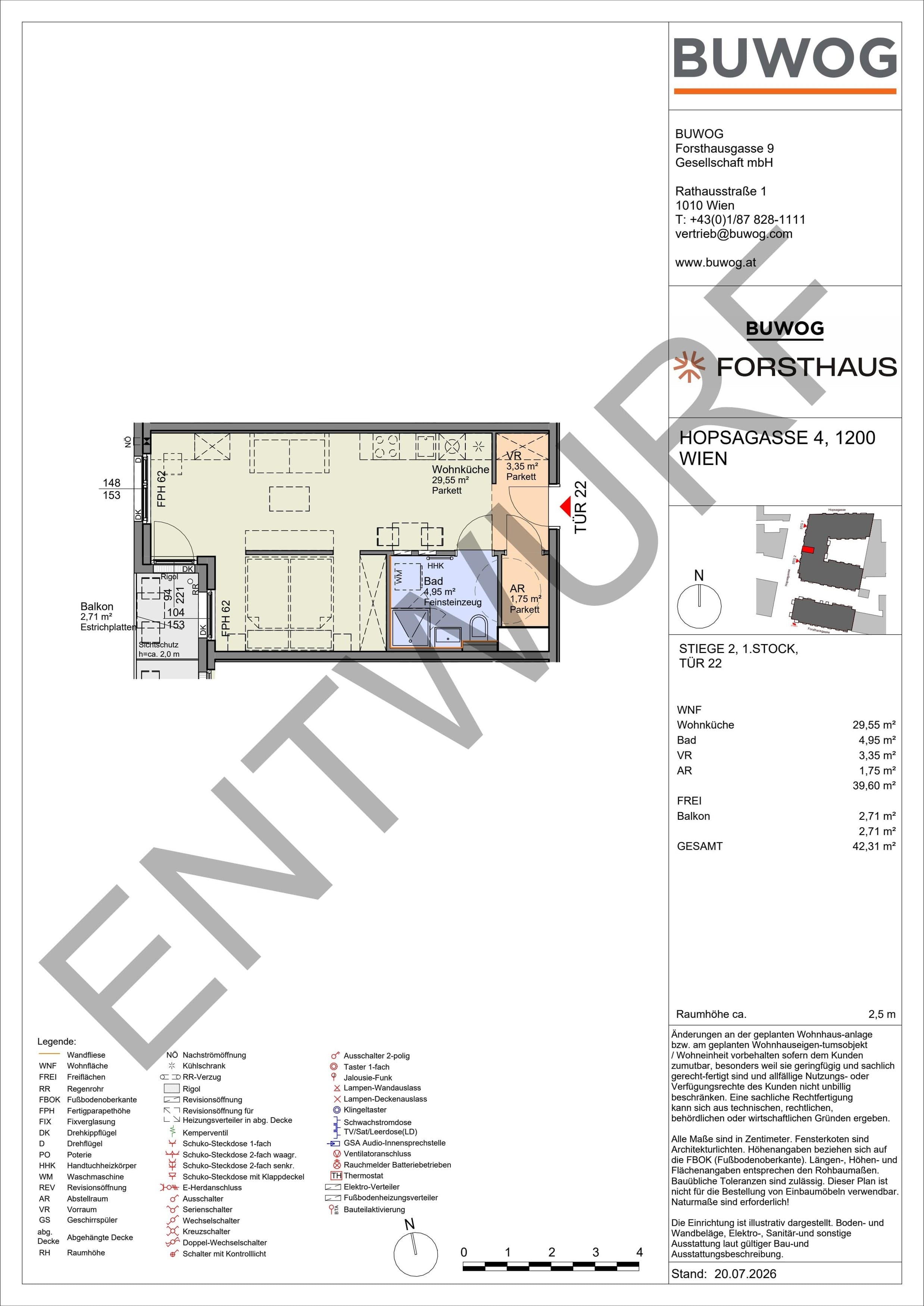 Floorplan Top HO 2.22 — FORSTHAUS — 1 Rooms — 39.6 m² — 1. OG — West