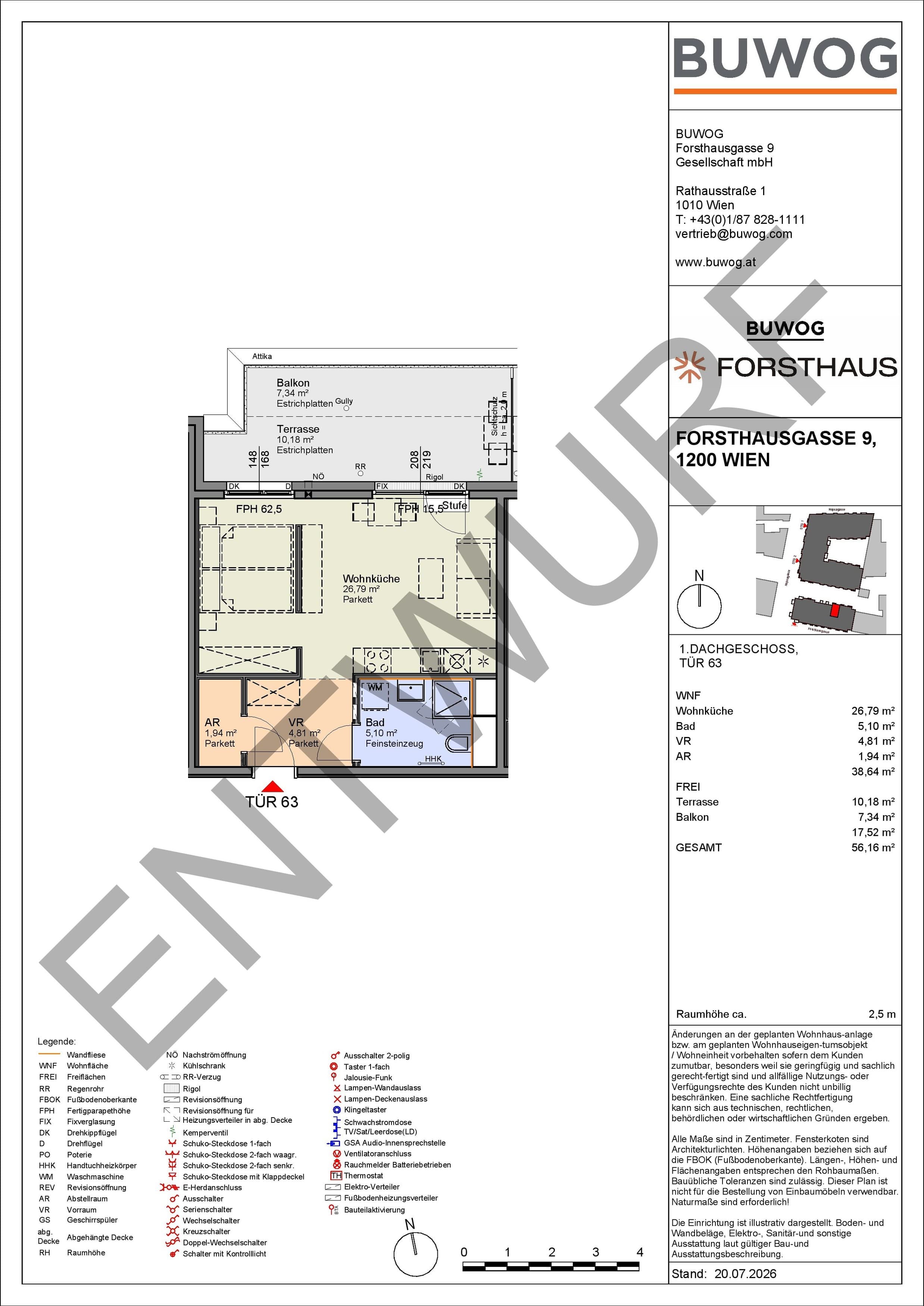 Floorplan Top FH 63 — FORSTHAUS — 2 Rooms — 38.6 m² — 1. DG — Nord