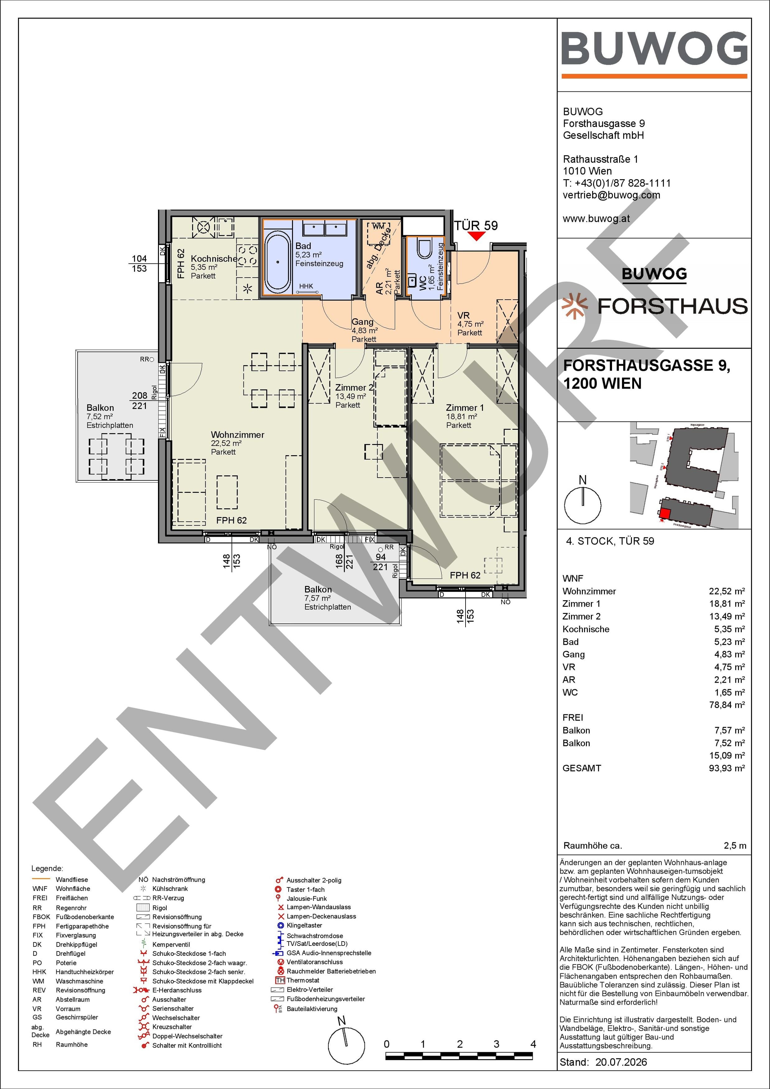 Floorplan Top FH 59 — FORSTHAUS — 3 Rooms — 78.8 m² — 4. OG — Südwest