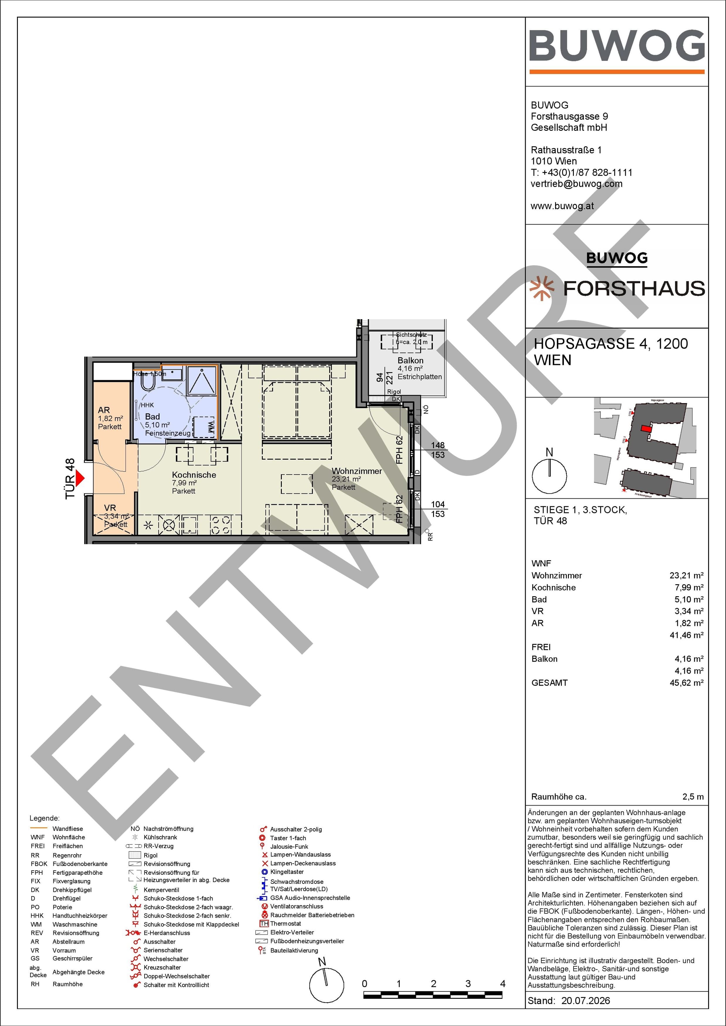 Floorplan Top HO 1.48 — FORSTHAUS — 1 Rooms — 41.5 m² — 3. OG — Ost
