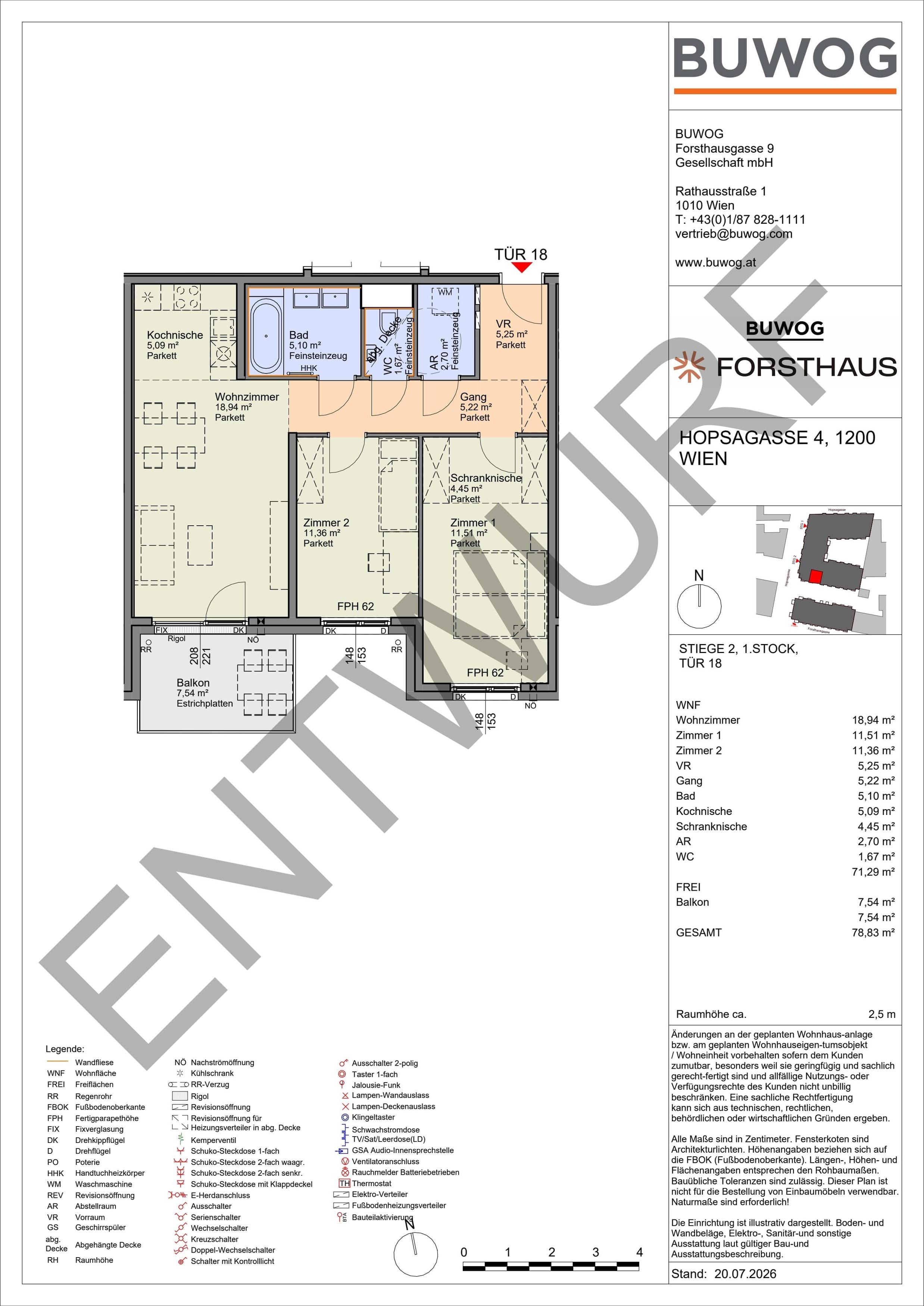 Floorplan Top HO 2.18 — FORSTHAUS — 3 Rooms — 71.3 m² — 1. OG — Süd