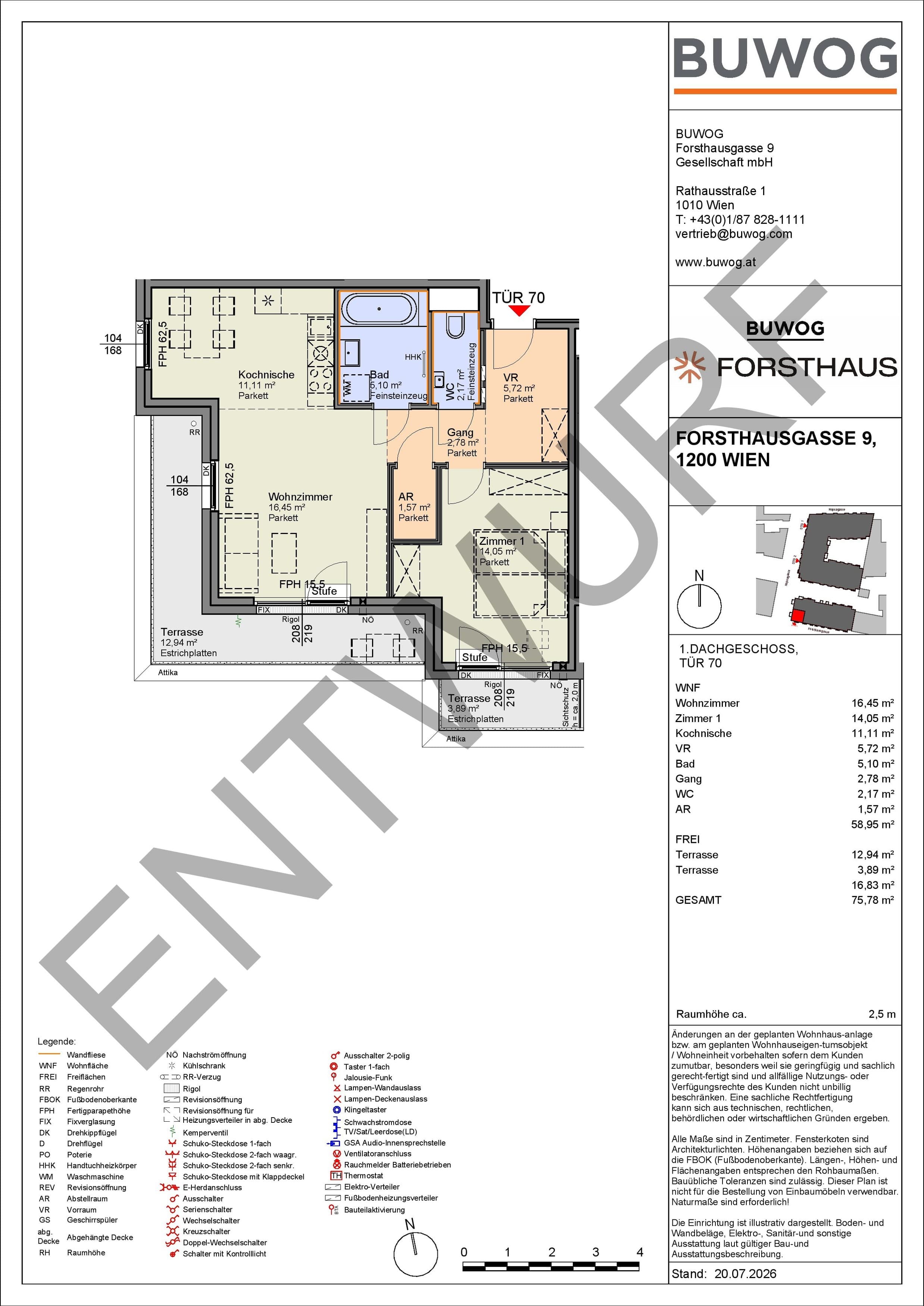 Floorplan Top FH 70 — FORSTHAUS — 2 Rooms — 59 m² — 1. DG — Südwest