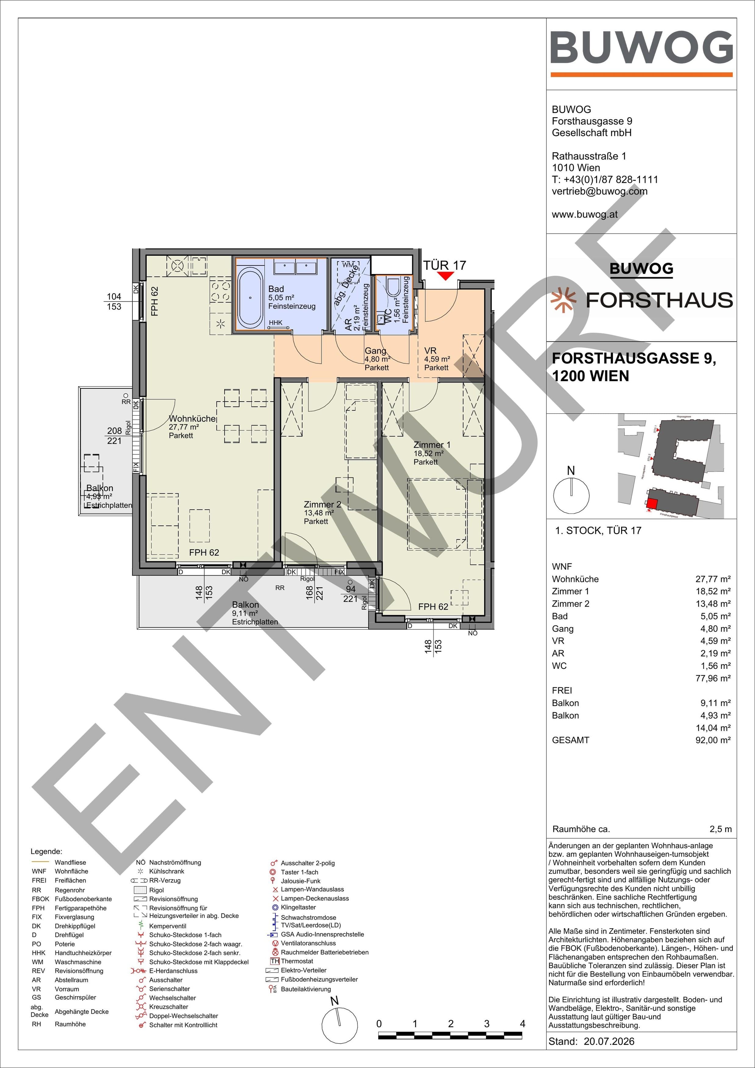 Floorplan Top FH 17 — FORSTHAUS — 3 Rooms — 78 m² — 1. OG — Südwest