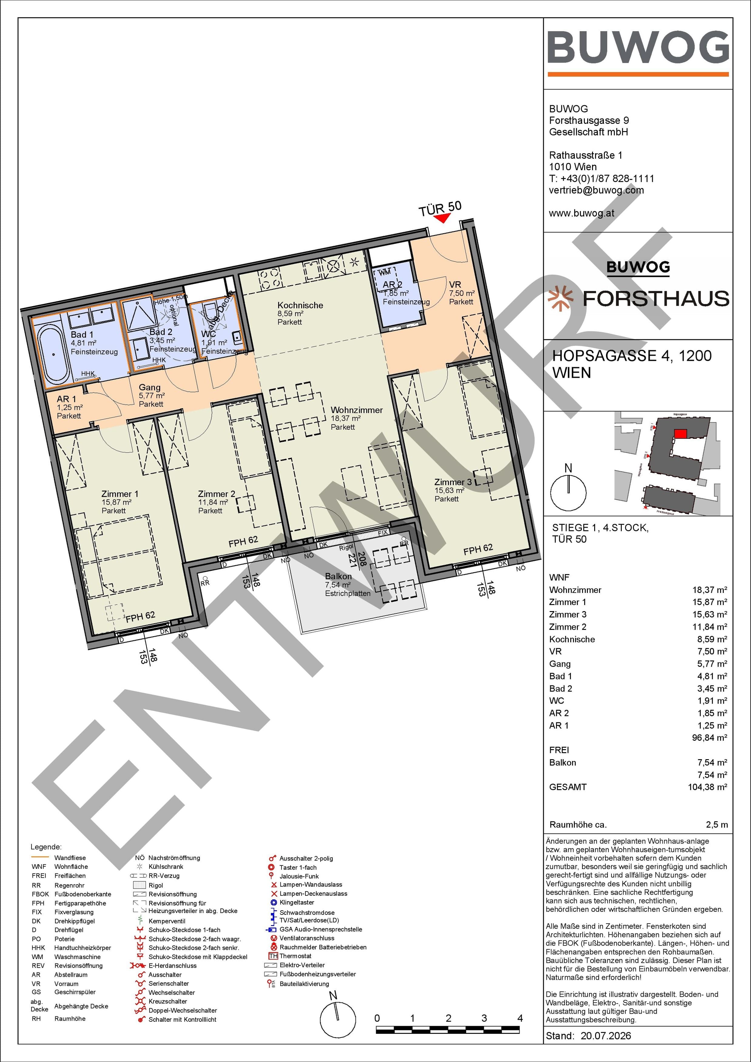 Floorplan Top HO 1.50 — FORSTHAUS — 4 Rooms — 97 m² — 4. OG — Süd
