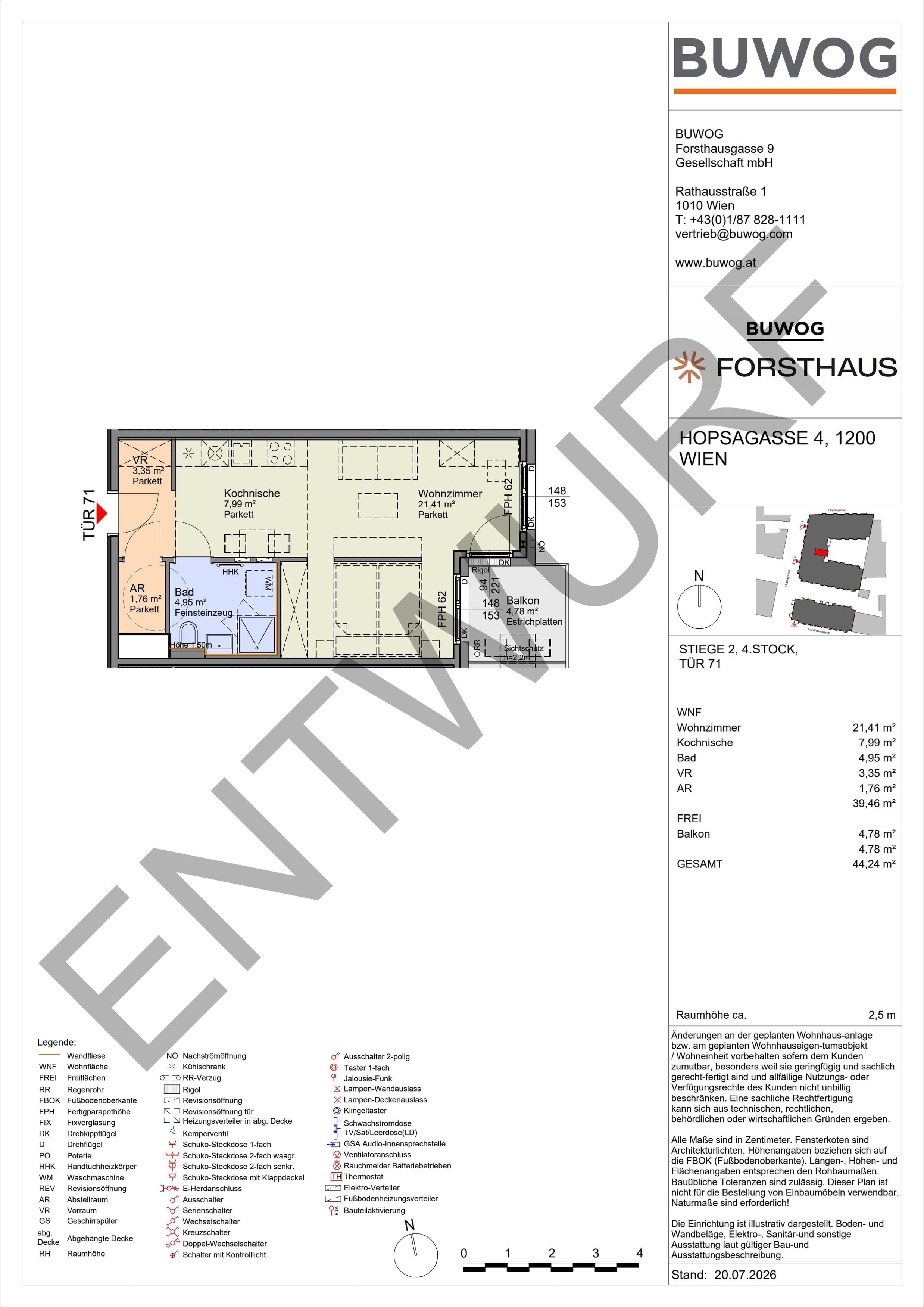 Floorplan Top HO 2.71 — FORSTHAUS — 1 Rooms — 39.4 m² — 4. OG — Ost