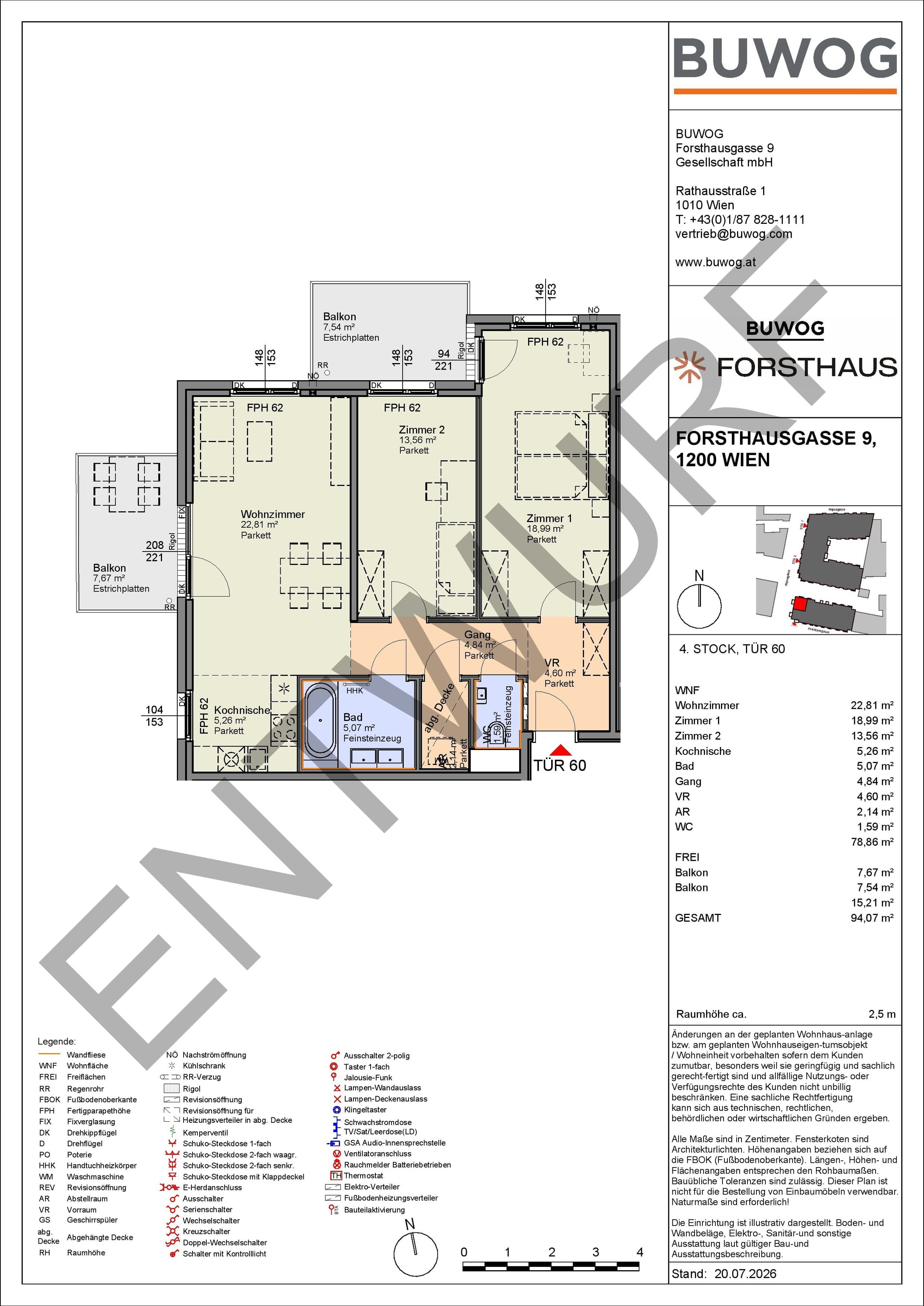 Floorplan Top FH 60 — FORSTHAUS — 3 Rooms — 78.9 m² — 4. OG — Nordwest