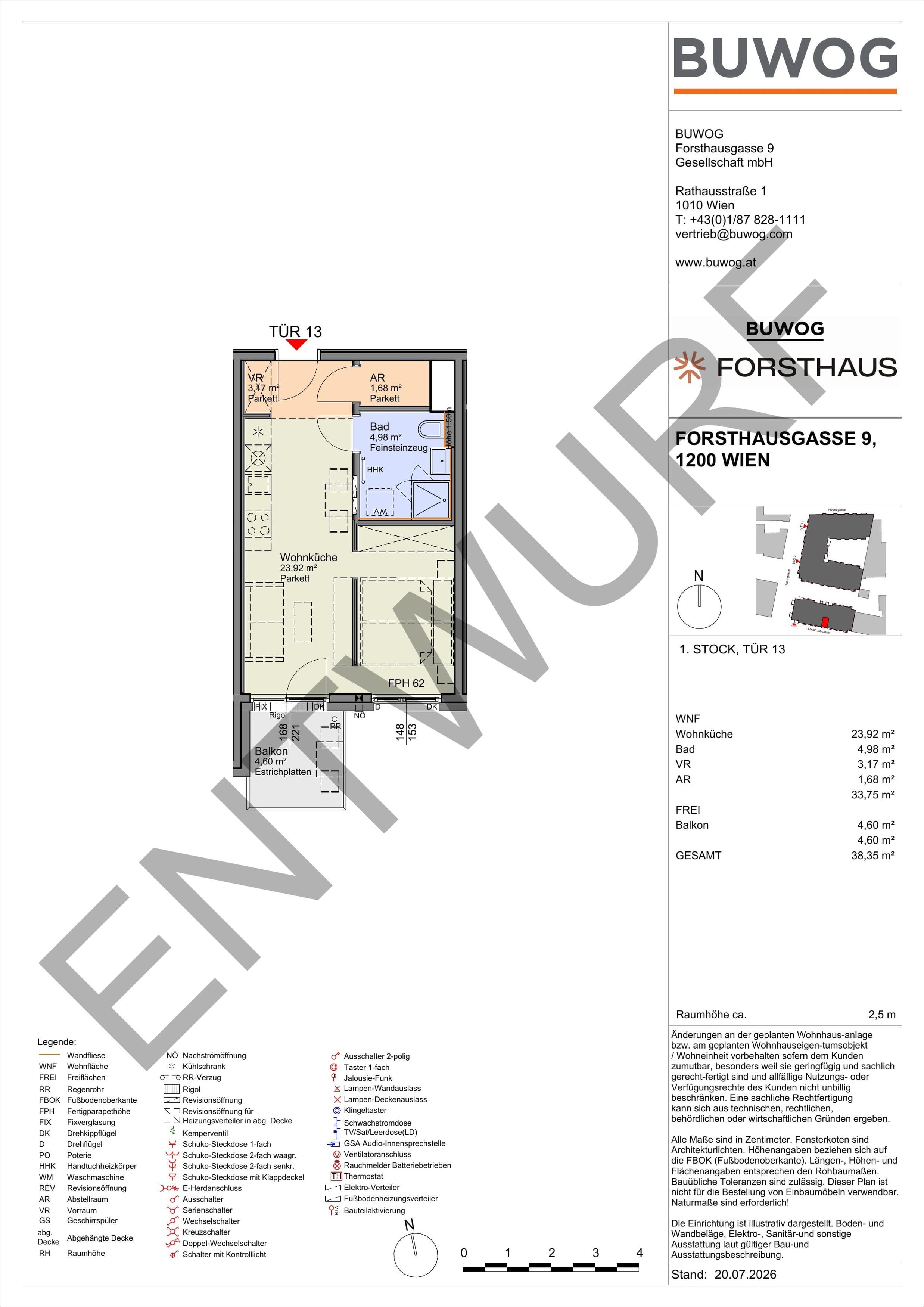 Floorplan Top FH 13 — FORSTHAUS — 1 Rooms — 33.8 m² — 1. OG — Süd