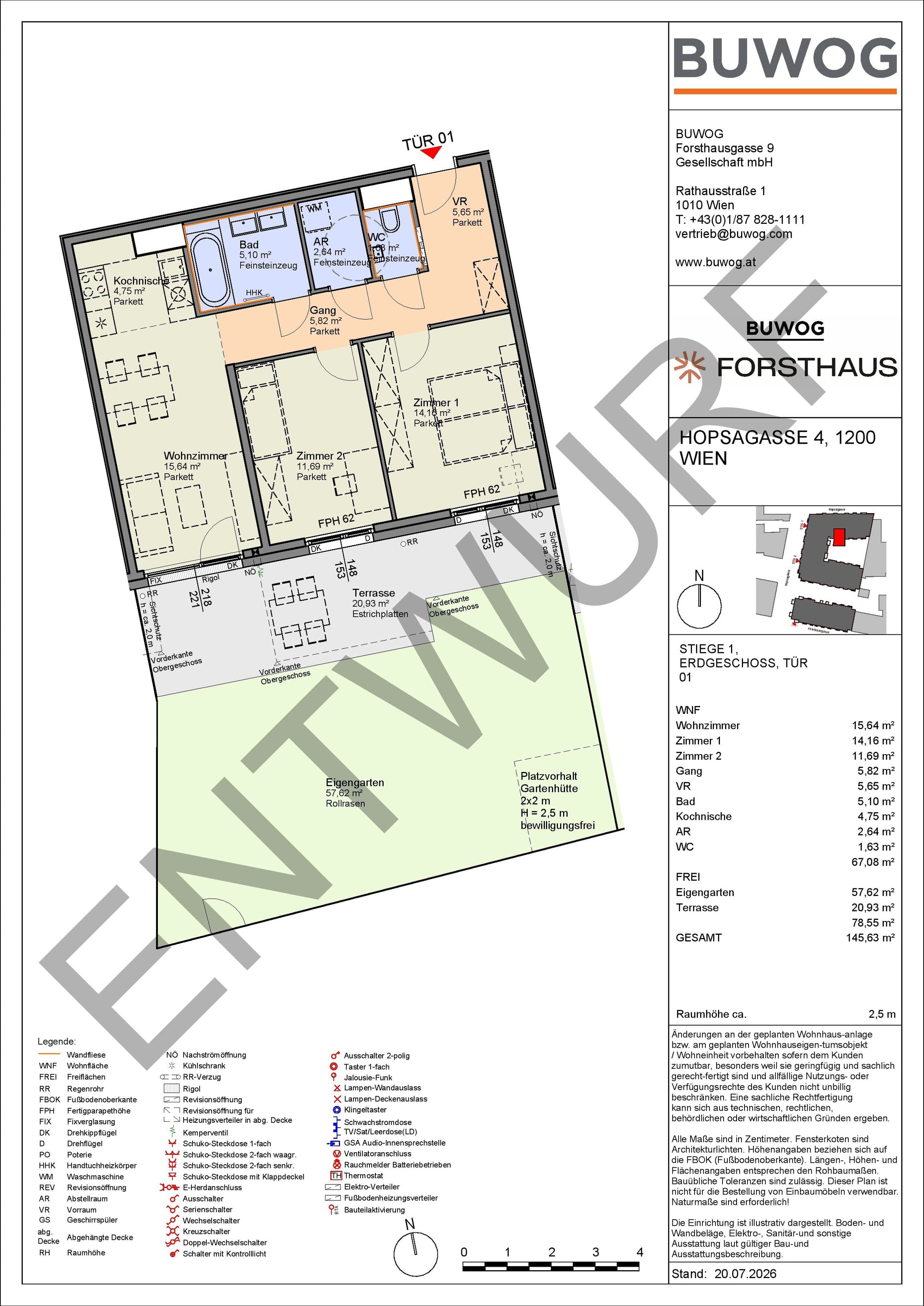 Floorplan Top HO 1.01 — FORSTHAUS — 3 Rooms — 67.1 m² — EG — Süd